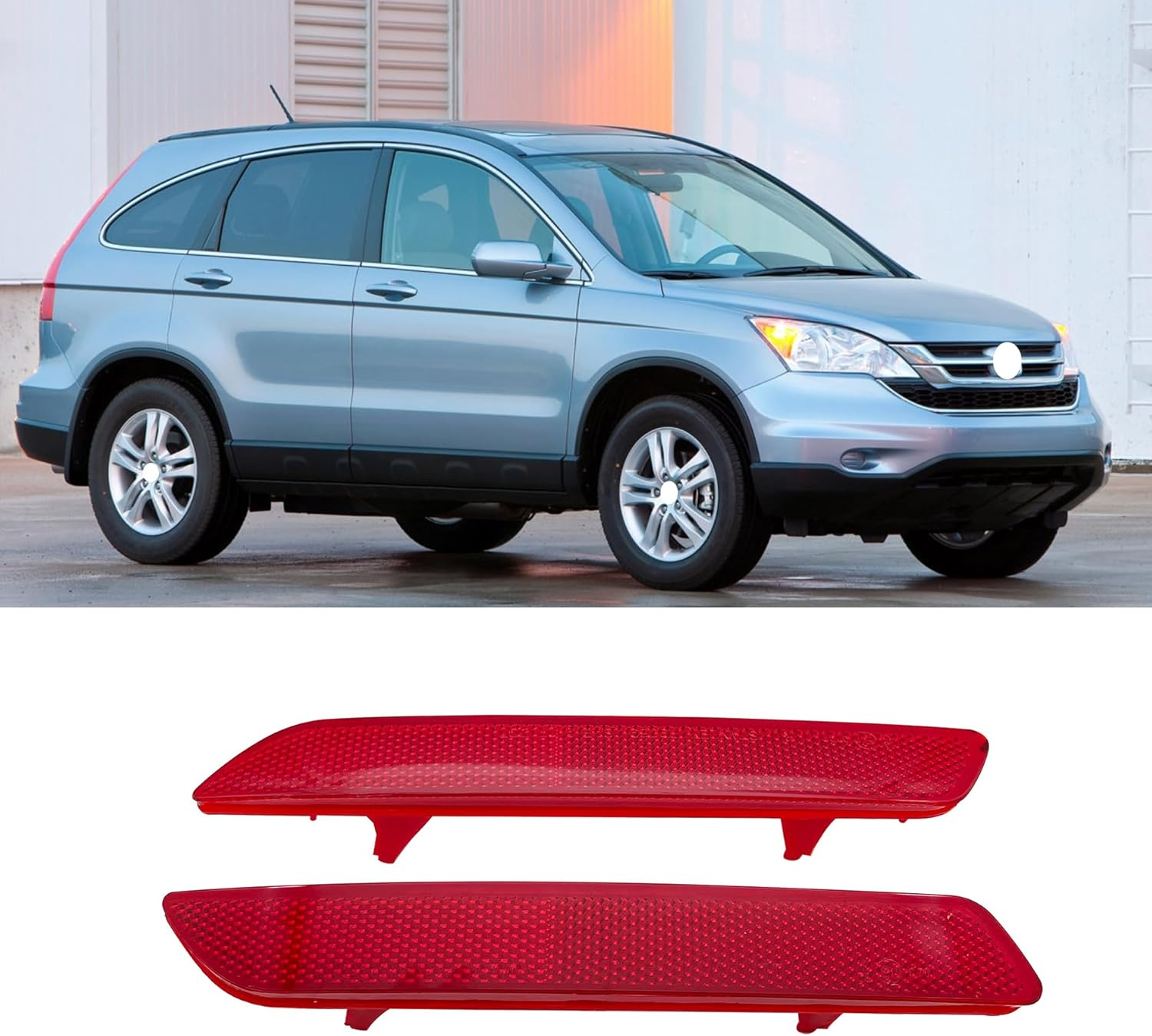 Fits for Honda CRV CR-V 2010 2011 Rear Mounted Bumper Reflector Red Marker Lights Lens Trim Rear Left and Right Brake Lamps image number 3