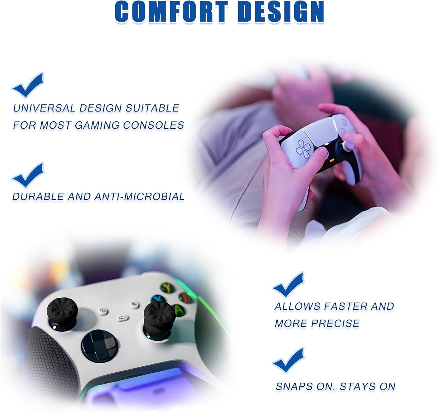 FPS Freek Galaxy 2Sets Thumbsticks for PS5, PS4 Controllers &ndash; High-Rise & Mid-Rise Performance Grips &ndash; Enhanced Accuracy, Comfort & Control &ndash; Gaming Accessories for Playstation (2 Black) image number 4