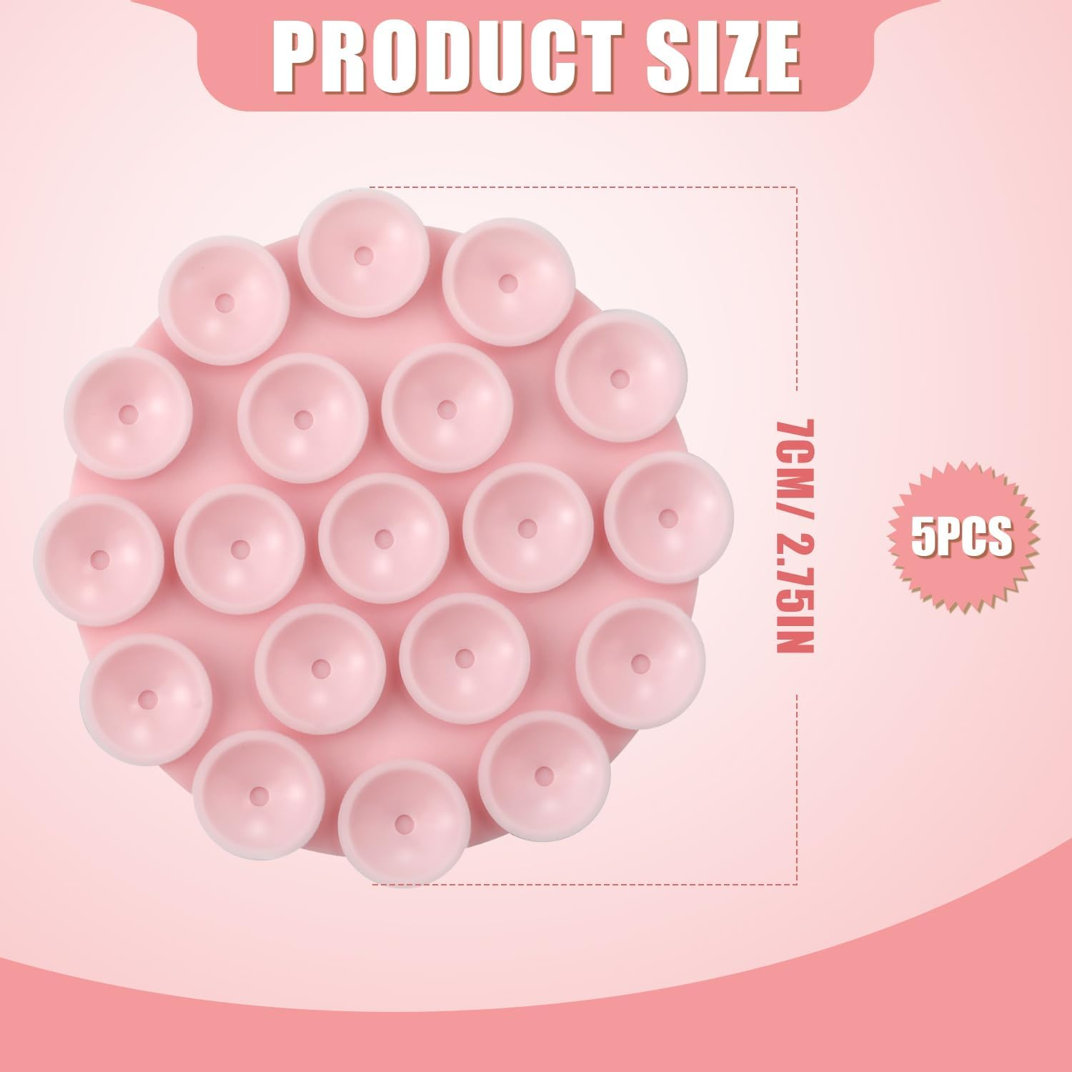 5Pcs Silicone Suction Cup Phone Holders, Multipurpose Phone Suction Mount for Car Phone Mini Suction Cup Mat Suction Phone Case Self-Adhesive Support for Mobile Power Mobile Phones (Light Pink) image number 1