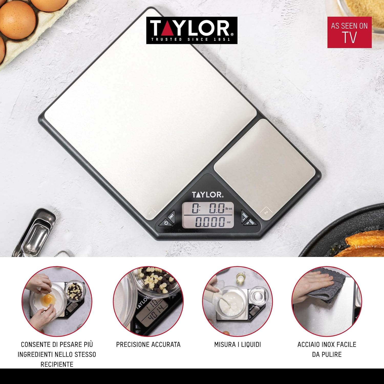 Taylor Dual Platform Digital Kitchen Scale, 5 Kg/500 G Capacity image number 6