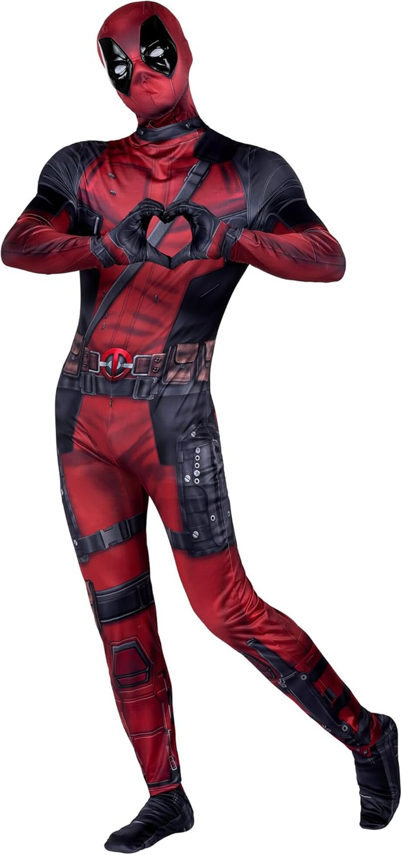 Marvel Deadpool Official Adult Deluxe Zentai Costume - Deluxe Two-Way Stretch Spandex with Invisible Zippers and Wrist Openings for Added Convenience - Large Multi image number 5