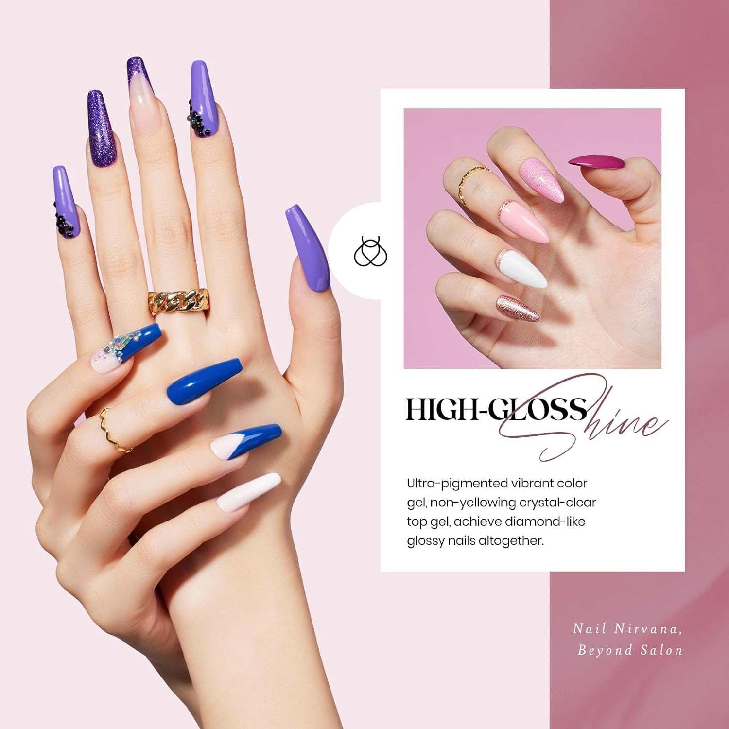 Beetles Gel Polish Nail Set 20 Colors Elegant Allure Collection Pink Purple Navy Blue Glitter Gel with 3 Pcs Base Matte and Glossy Top Coat Led Soak off Trendy All Season Manicure Kit for Women image number 4