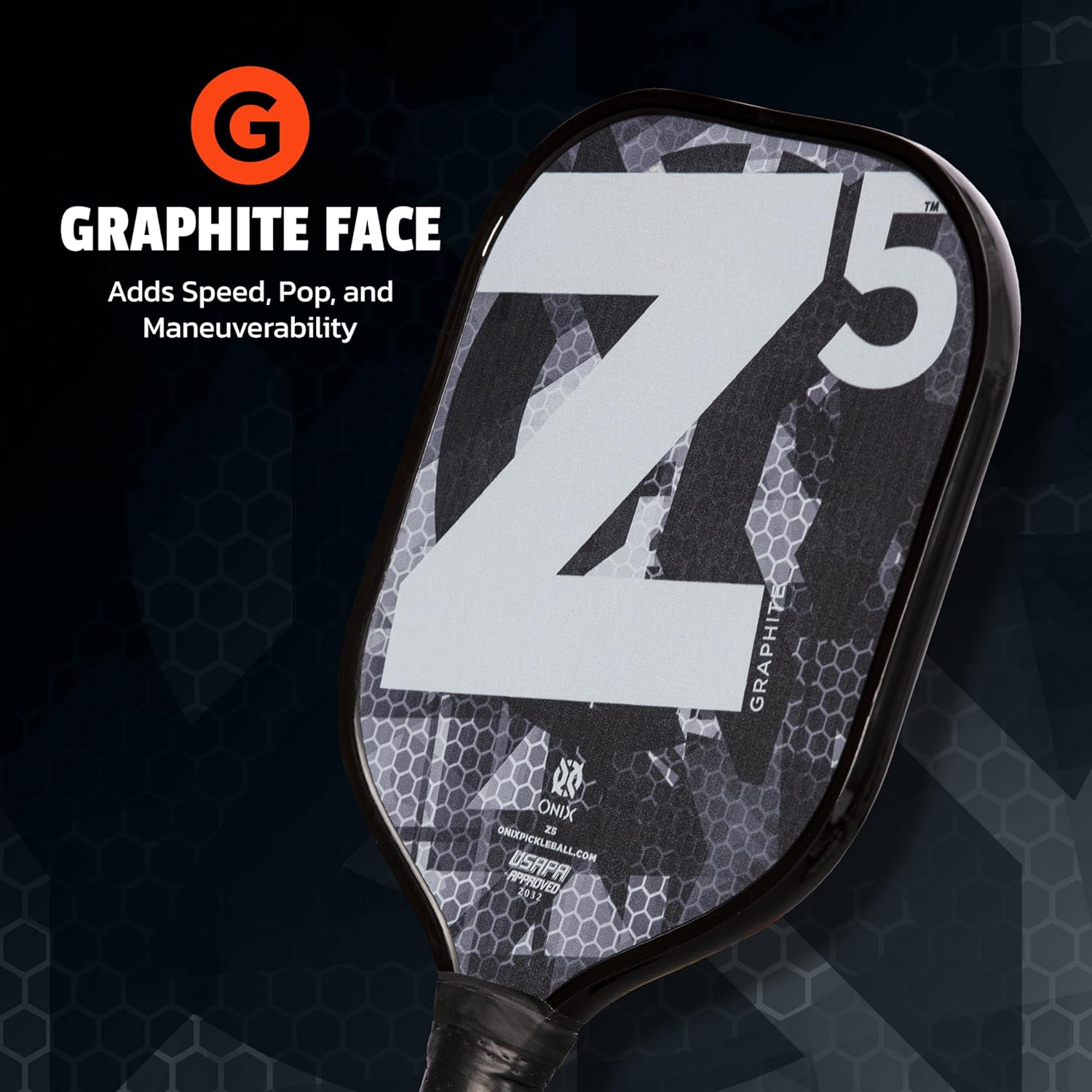 Onix Graphite Z5 Graphite Carbon Fiber Pickleball Paddles with Cushion Comfort Pickleball Paddle Grip - USA Pickleball Approved image number 3