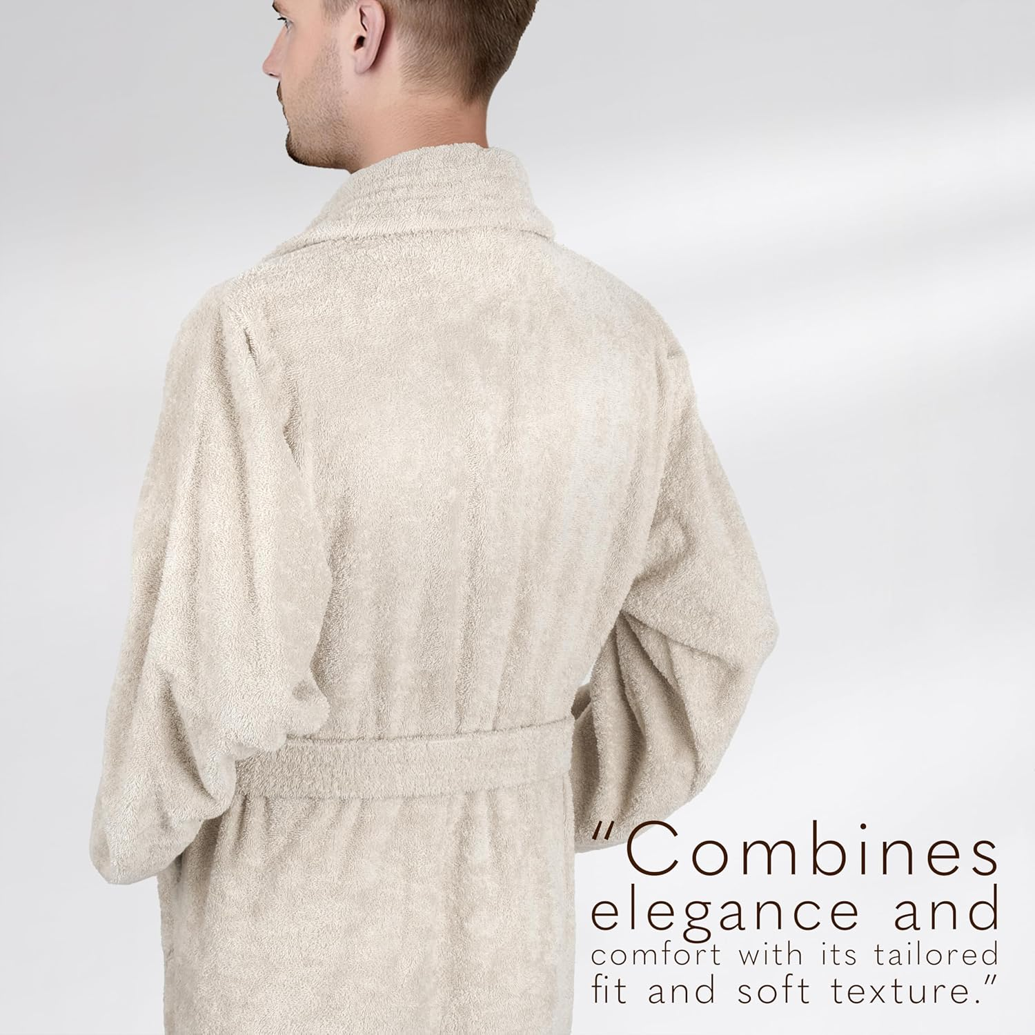 American Soft Linen Men&rsquo;S 100% Cotton Terry Bathrobe &ndash; Soft, Absorbent, Quick Dry Turkish Robe for Men, Beige, Xx-Large image number 1
