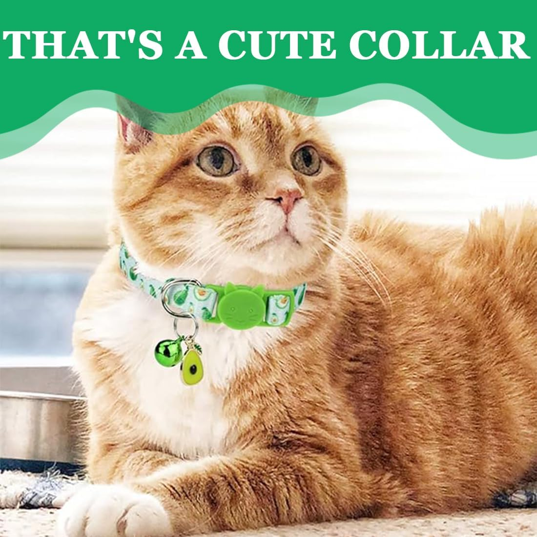 Set of 4 Adjustable Cat Collars, Cat Collar with Safety Clasp and Bell, Cat Collars, Quick Release Kitten Collar with Bell