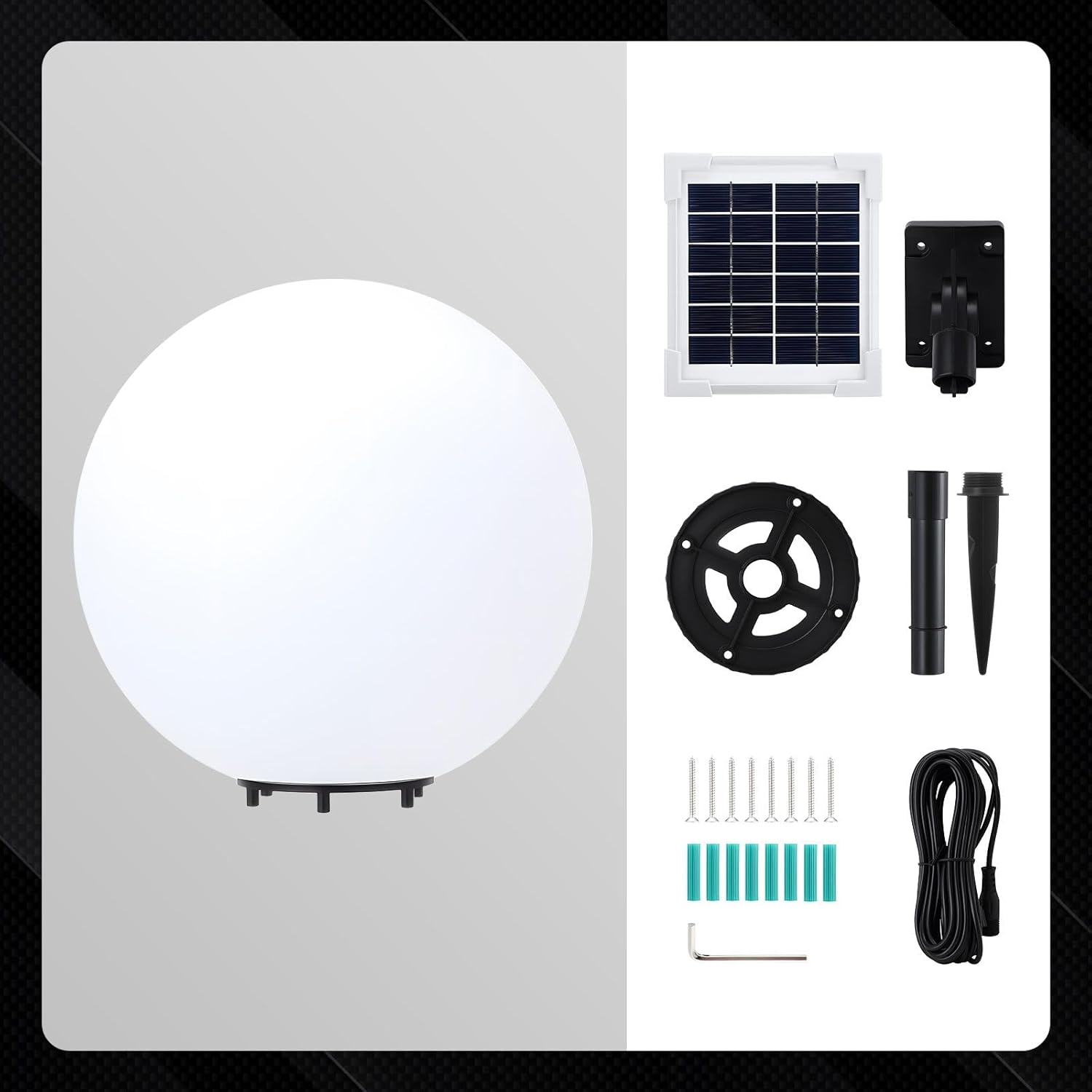 AUSWAY Solar LED Ball Light Full Moon 9 Colour Changing Lighting Globe Outdoor Garden Backyard Pathway Party Energy Powered Waterproof Lamp Decor 30Cm image number 5