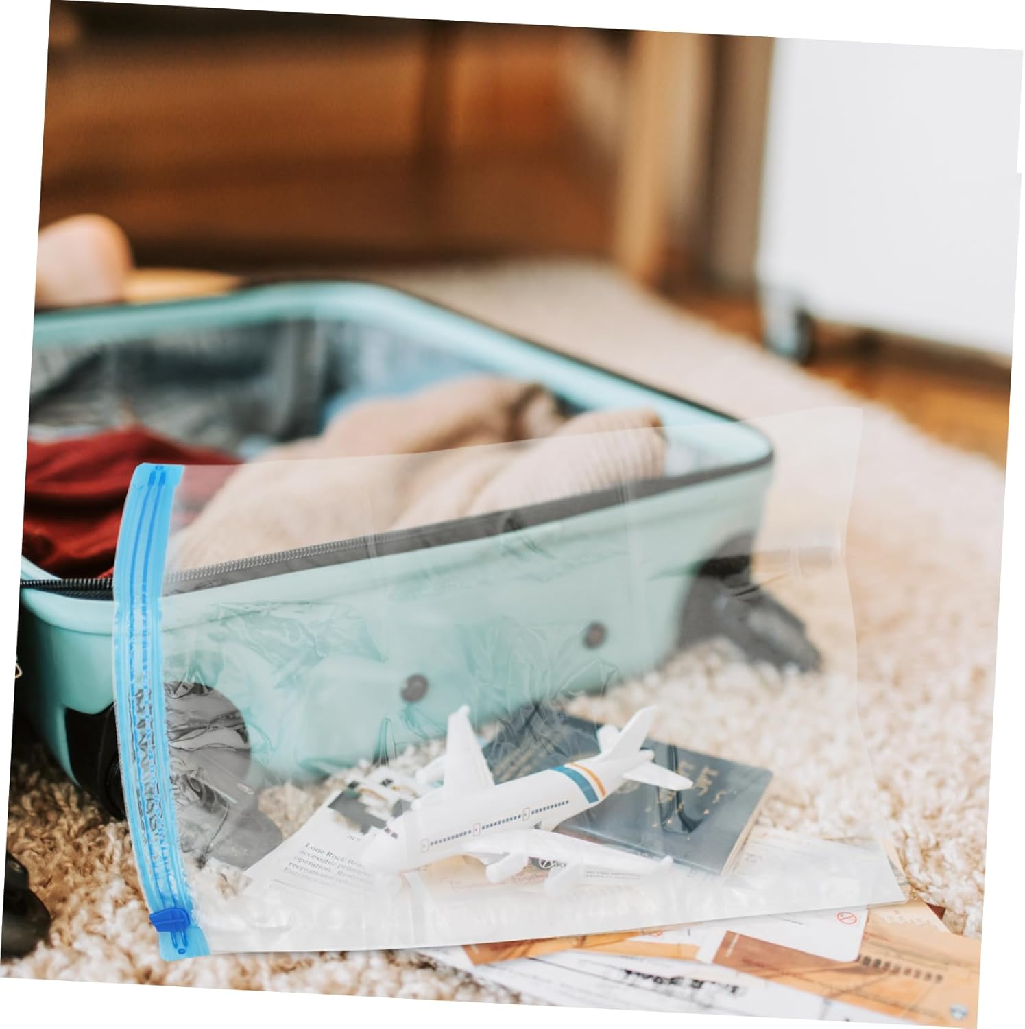 VILLFUL 5Pcs Vacuum Compression Bag for Travel Hand Roll Style Compression Bags for Clothing for International Travel Must Haves image number 1