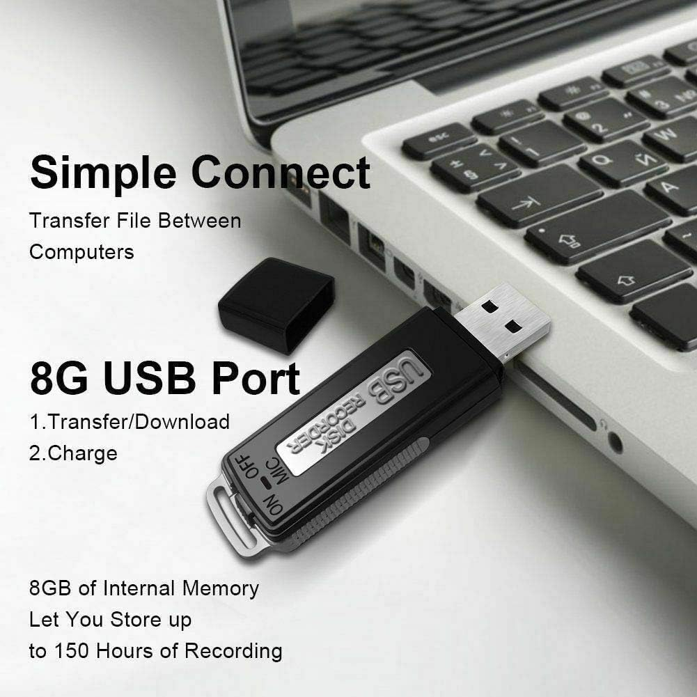USB Digital Voice Recorder | Portable Mini Voice Recorder 8 GB | Audio Recorder Ideal for Meetings, Interviews, Conferences. | Spy Recorder with Memory for Several Hours of Recording image number 6