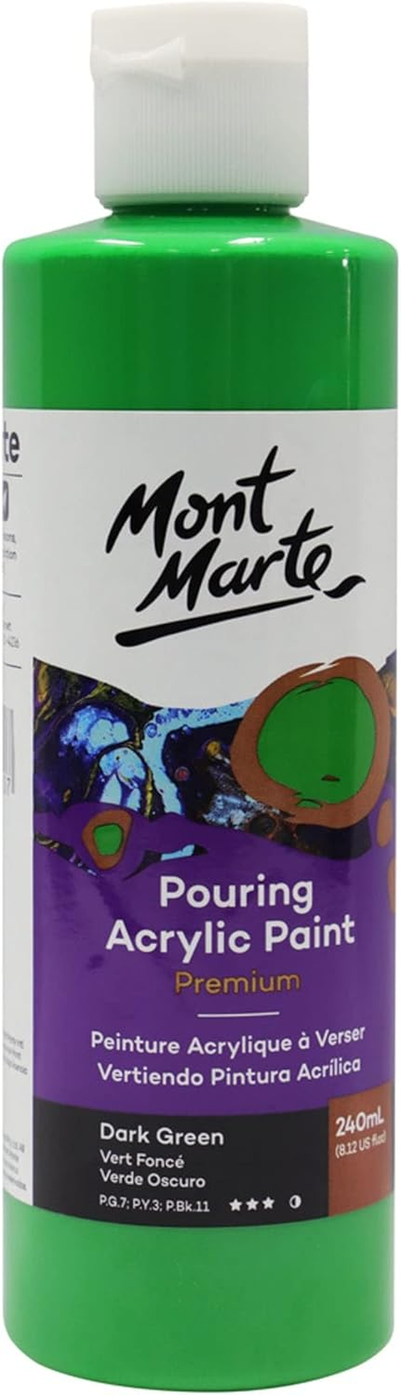 MONT MARTE Premium Pouring Acrylic Paint, 240Ml (8.11Oz), Lamp Black, Pre-Mixed Acrylic Paint, Suitable for a Variety of Surfaces Including Stretched Canvas, Wood, MDF and Air Drying Clay image number 6
