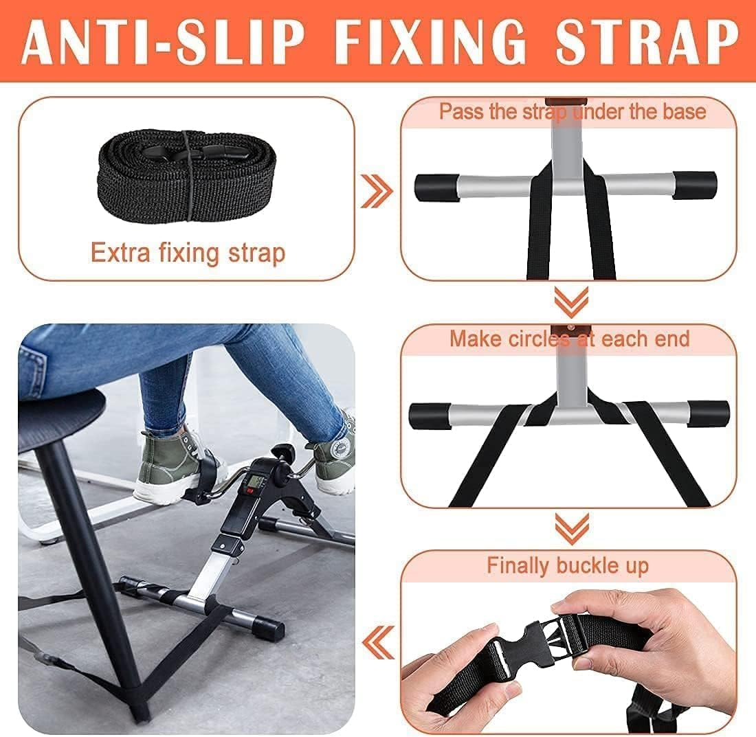 Folding Pedal Exerciser, Mini under Desk Bike, Portable Foot Hand Cycle Peddler Machine Bicycle Exerciser for Arm Leg While Sitting with LCD Screen Displays image number 2