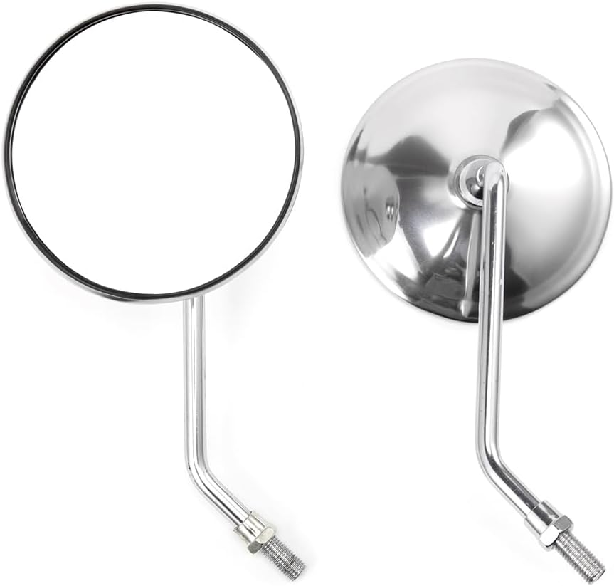 Motorcycle Rear View Mirror, Classic Retro round Handlebar Side Mirror with 8Mm 10Mm Screws and Metal Shafts for ATV Scooter Dirt Bike Cruiser