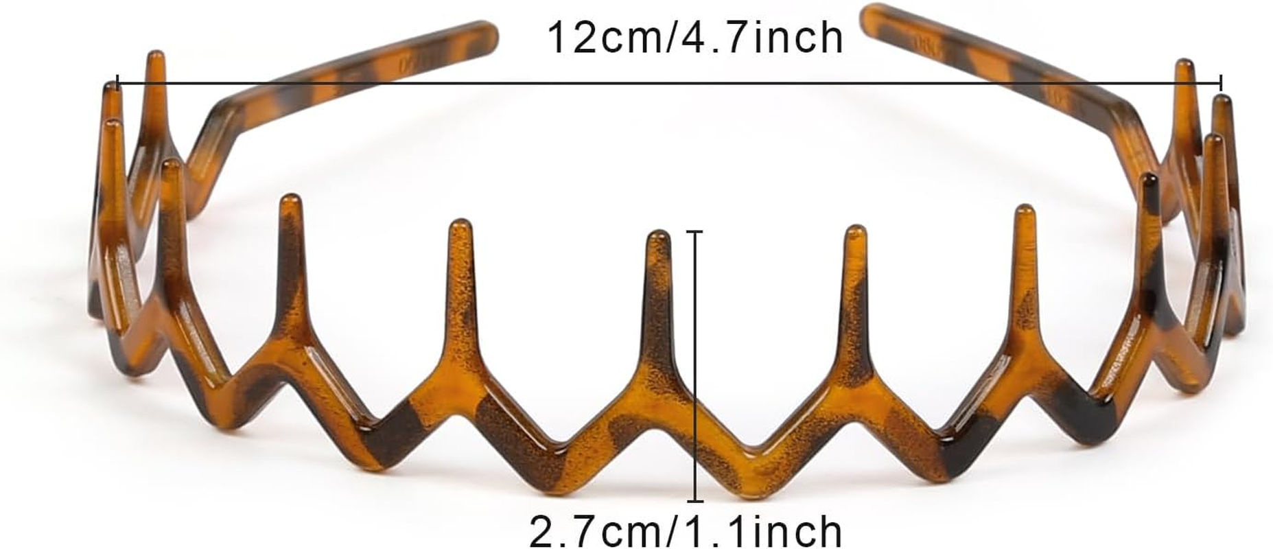 WOVOWOVO Zig Zag Headbands for Women, 2 Packs Plastic Headband with Teeth image number 5