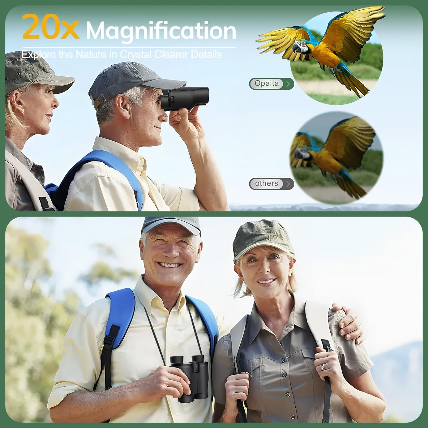 20X32 Binoculars for Adults Kids High Powered with Sharper Vision - Compact Binoculars with Comfortable View - High Definition Small Binocs for Bird Watching Cruise Trip Hunting Travel Concert Hiking image number 1