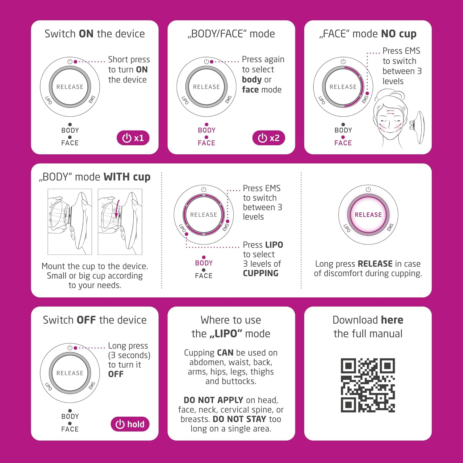 Medisana VC 150 Cupping Massager for Beautiful and Firm Skin, Cupping Device with Vacuum Massage, EMS and Red Light, anti Cellulite Massager with Lymphatic Drainage, Increases the Flexibility Of image number 6