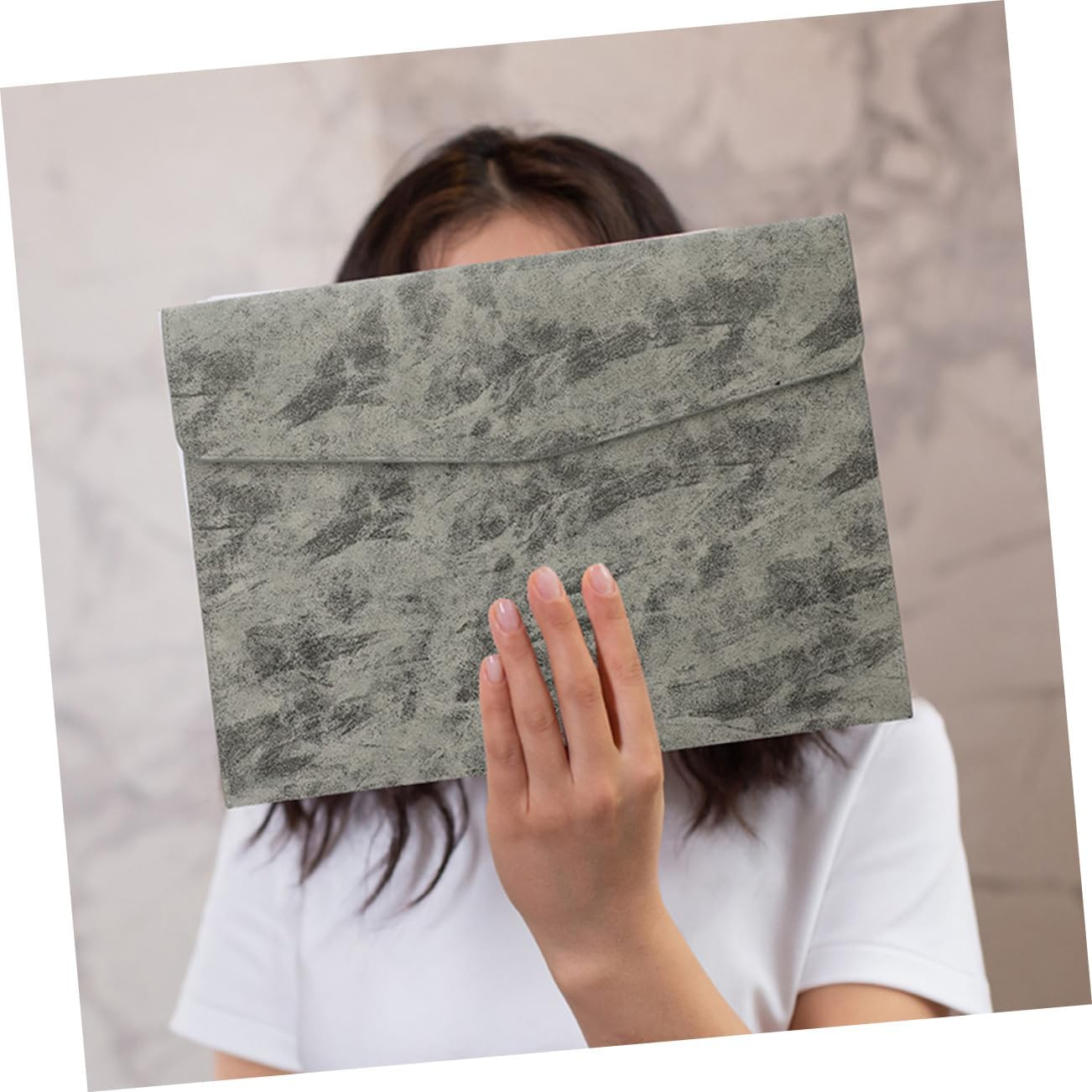 Parliky 2Pcs Faux Leather Document Organizer Bag File Pouch for Office School Travel Storage for Documents Cards and More Black Grey image number 2