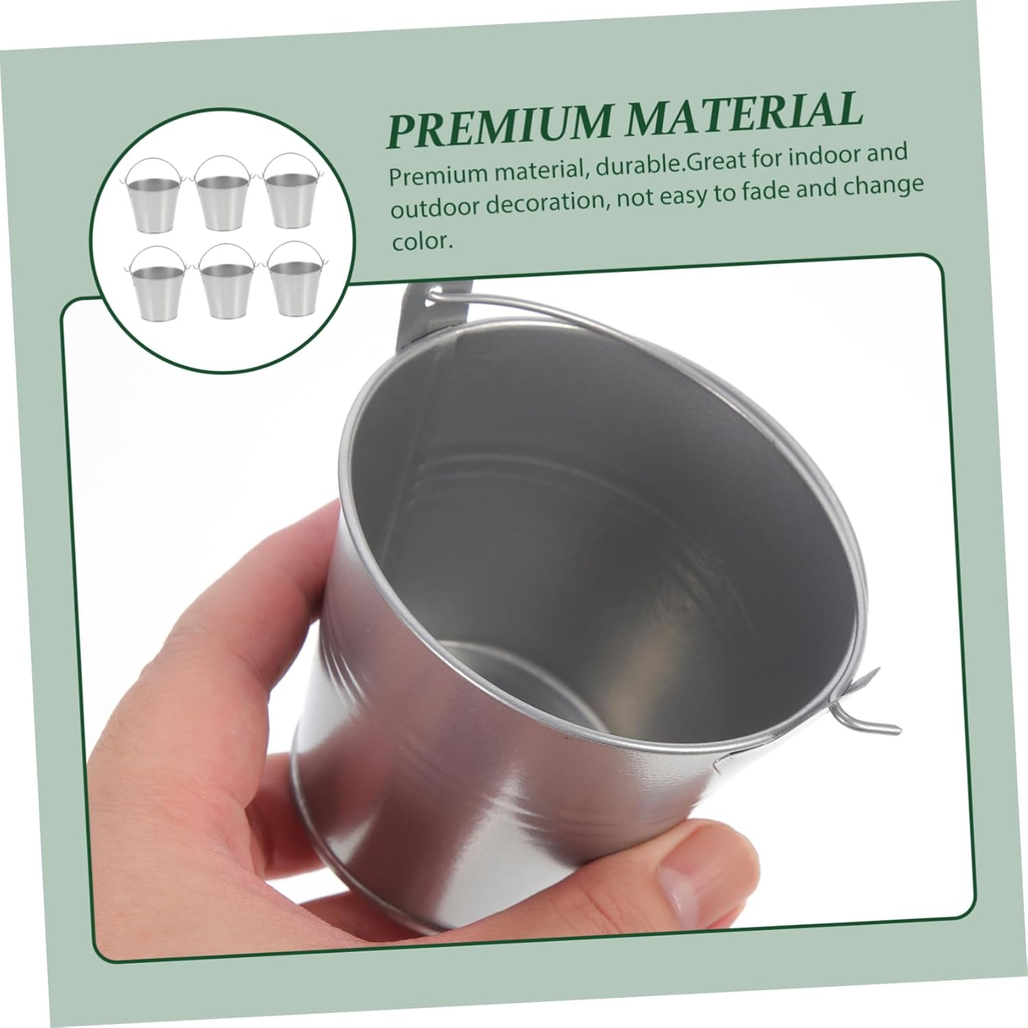 MERRYHAPY 6Pcs Iron Bucket Planting Pot Pot for Flowers Iron Flower Garden Supplies image number 6