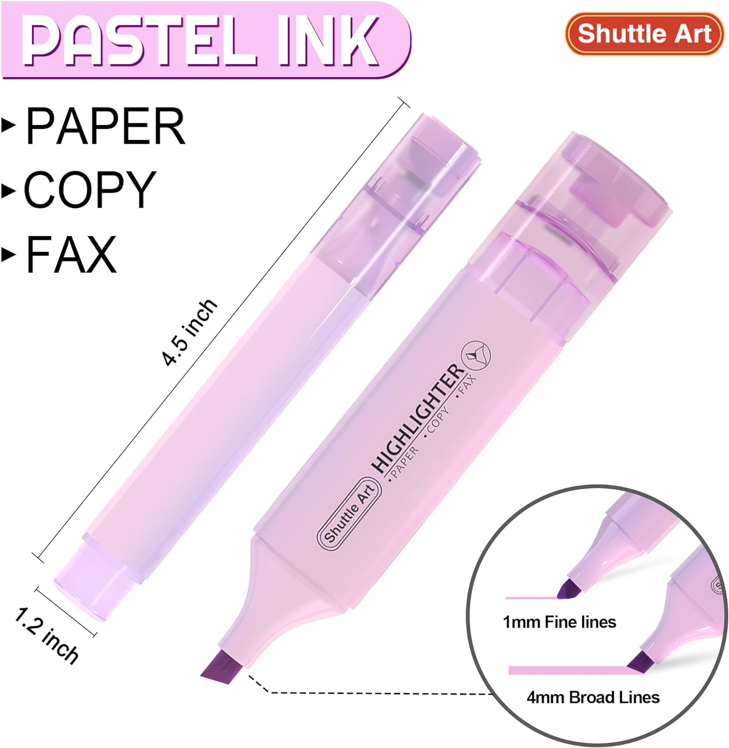 Pastel Highlighters, Shuttle Art 8 Assorted Macaron Colours Highlighter Pens, Chisel Tip Dry-Quickly Non-Toxic Highlighter Markers for Adults Kids Highlighting in the Home School Office