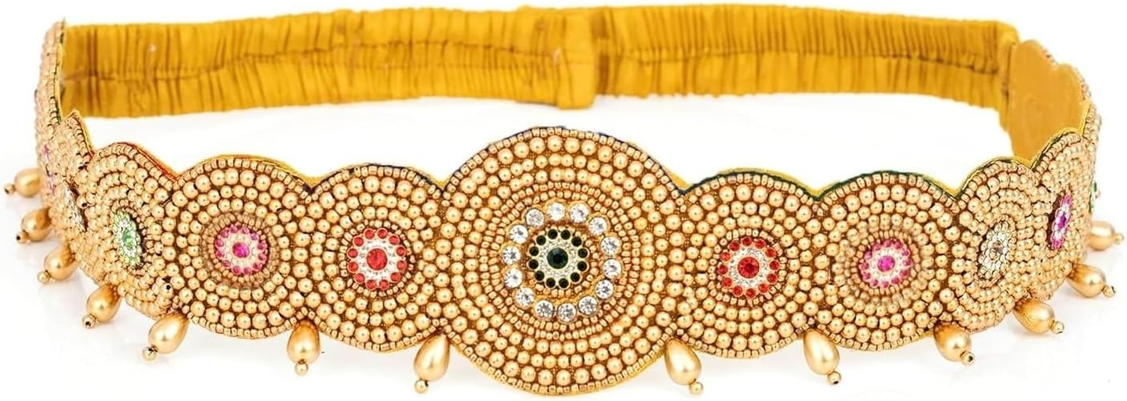 VAMA FASHIONS Traditional Maggam Work Cloth Saree Waist Belt Stretchable Sontada Patti Vadanam Kamarpatta Kamarband for Women