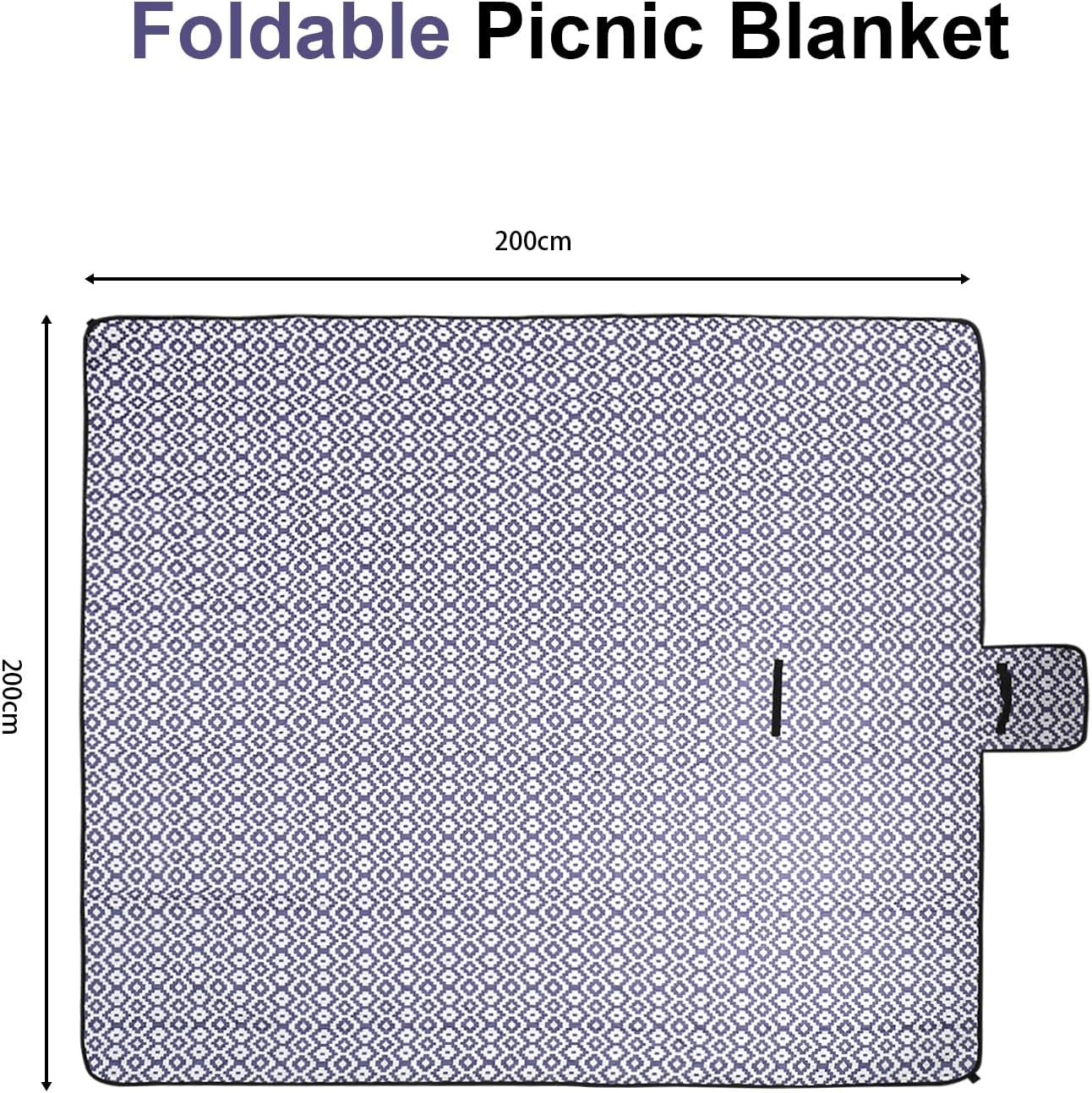 Hcskoss Picnic Blanket 200 X 200 Cm&ndash;Extra Large Waterproof Foldable Picnic Mat, 3 Layer Thick Picnic Rug,Outdoor Rug for Travel Hiking - Blue A image number 2