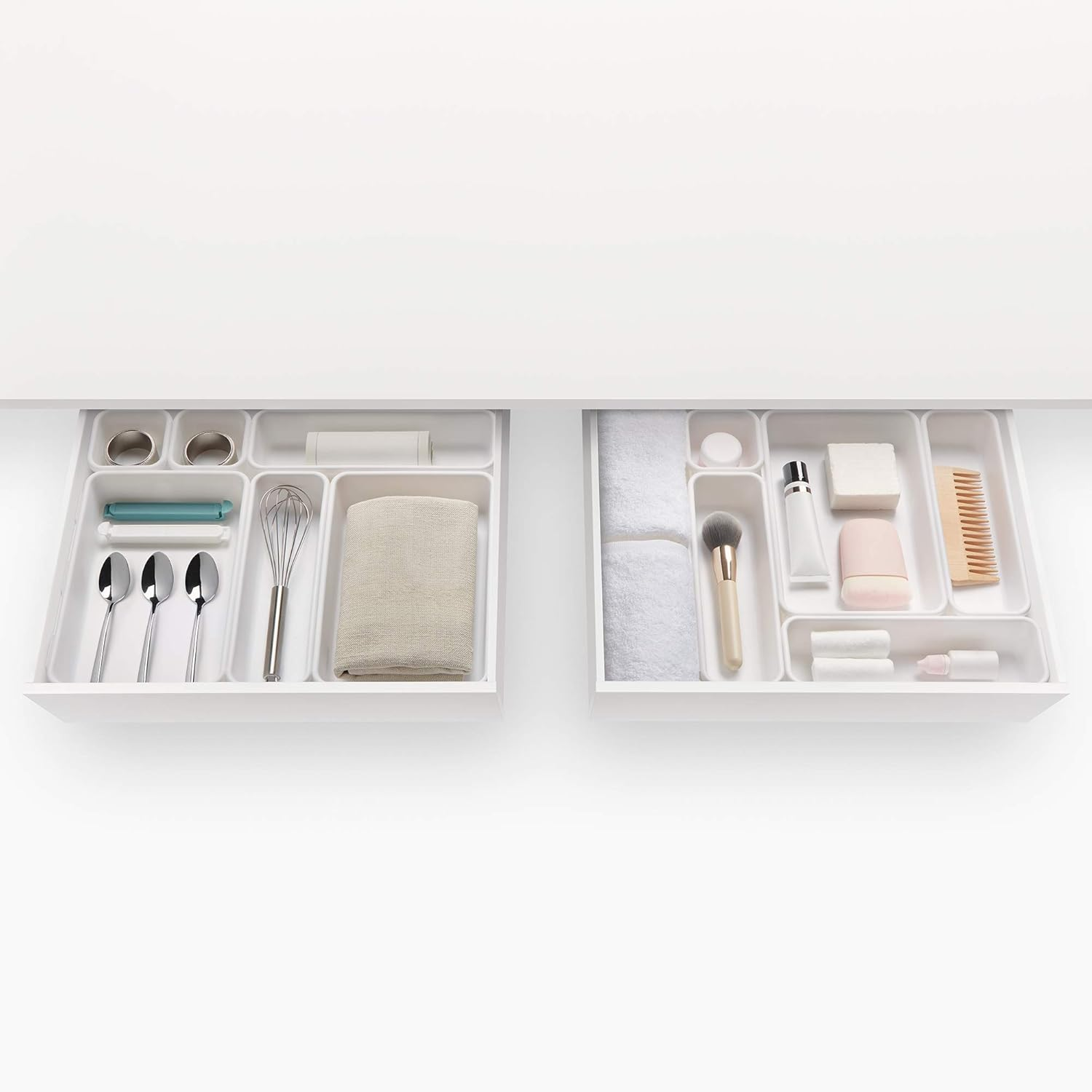 Rayen Modular Tray for Drawers, 8 Units, White, Measurements: 3 Units: 8 X 7.5 X 4.5 Cm / 3 Units: 23.3 X 8 X 4.5 Cm / 2 Units: 23.5 X 16 X 4.5 Cm