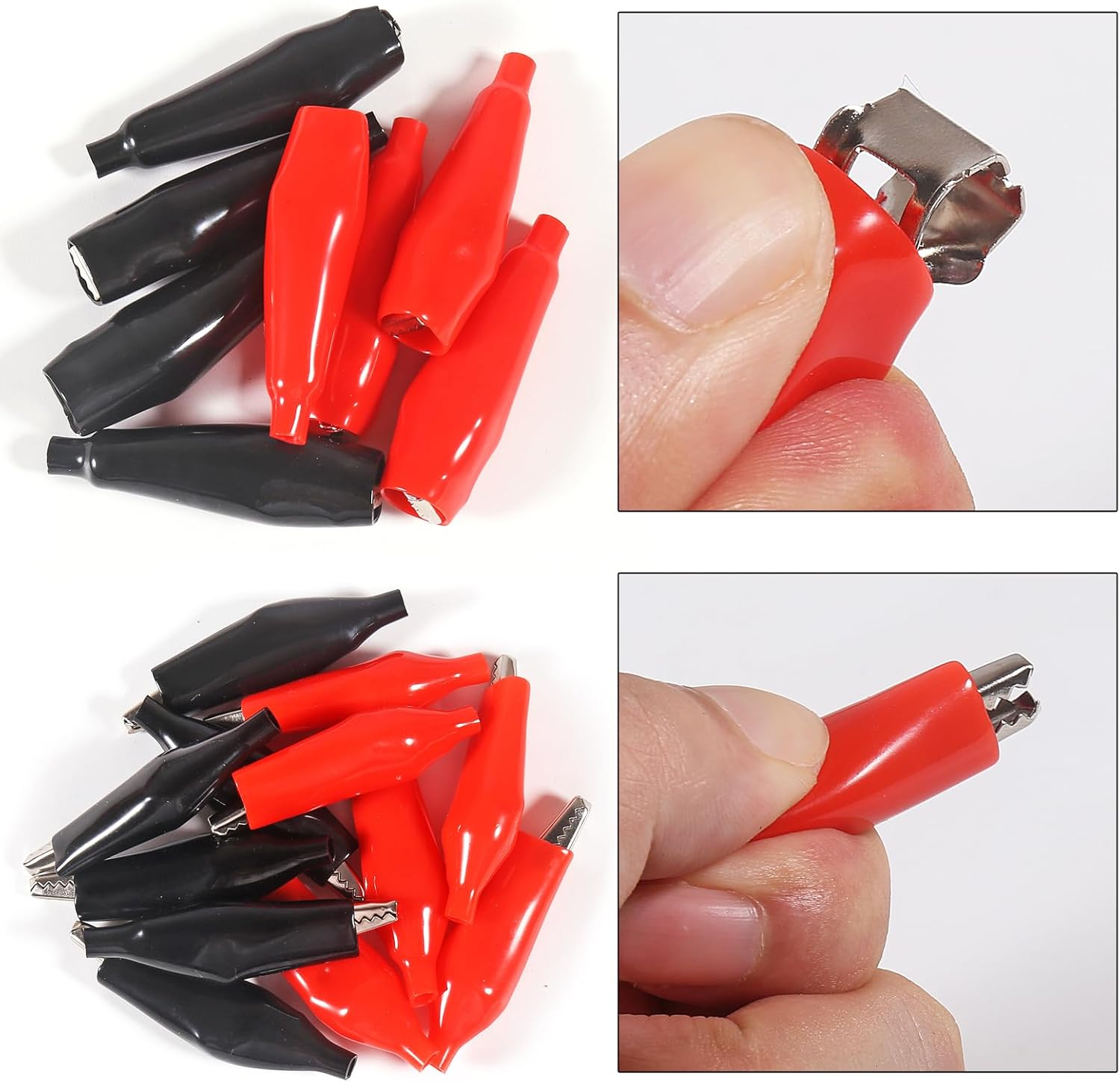 DIANN 60Pcs 10 Type Metal Alligator Clip Clamp Assortment Kit Red Black Crocodile Electrical Test Clamps Connector Jumper Helper with Protective Insulation Cover for Laboratory Testing image number 1