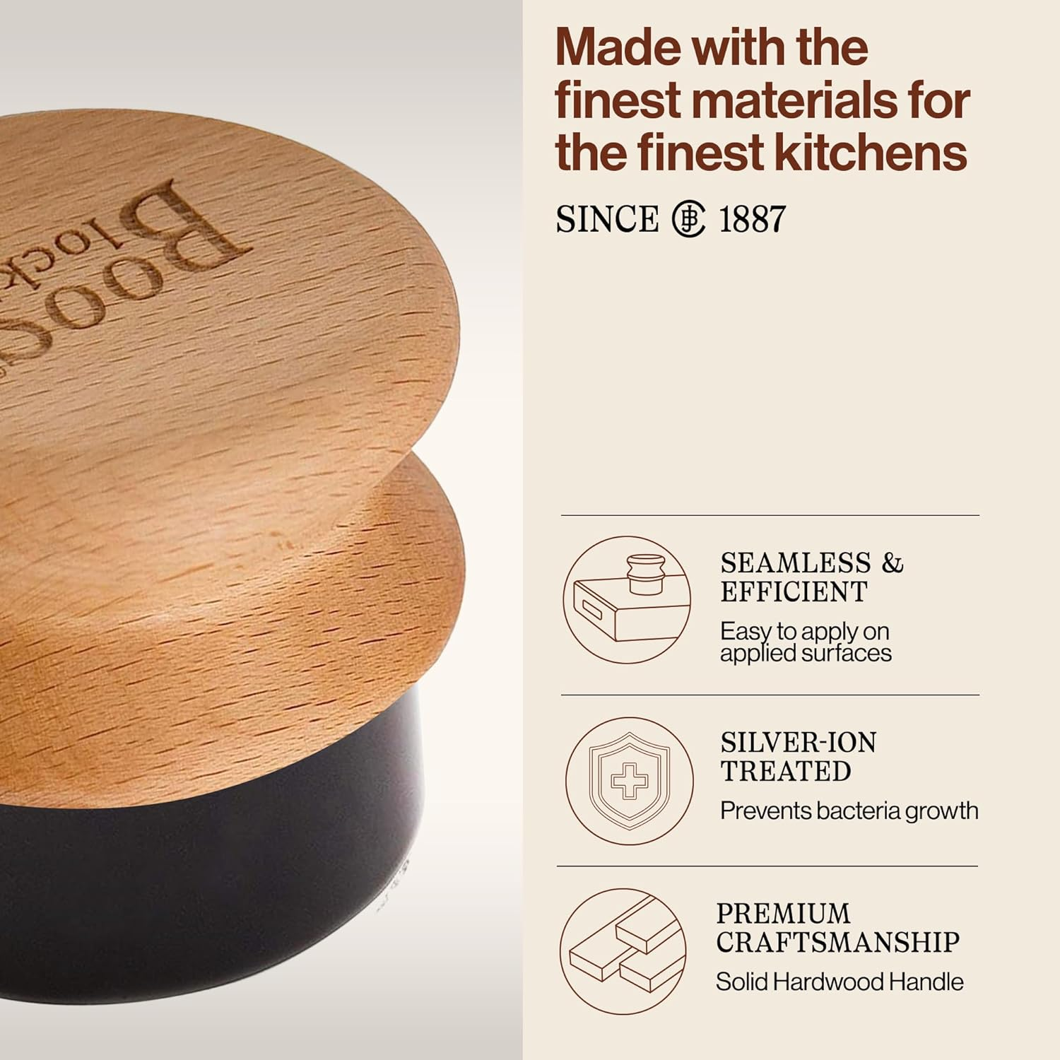 John Boos Butcher Block Oil & Cream Applicator, 1 Count, Beechwood image number 4