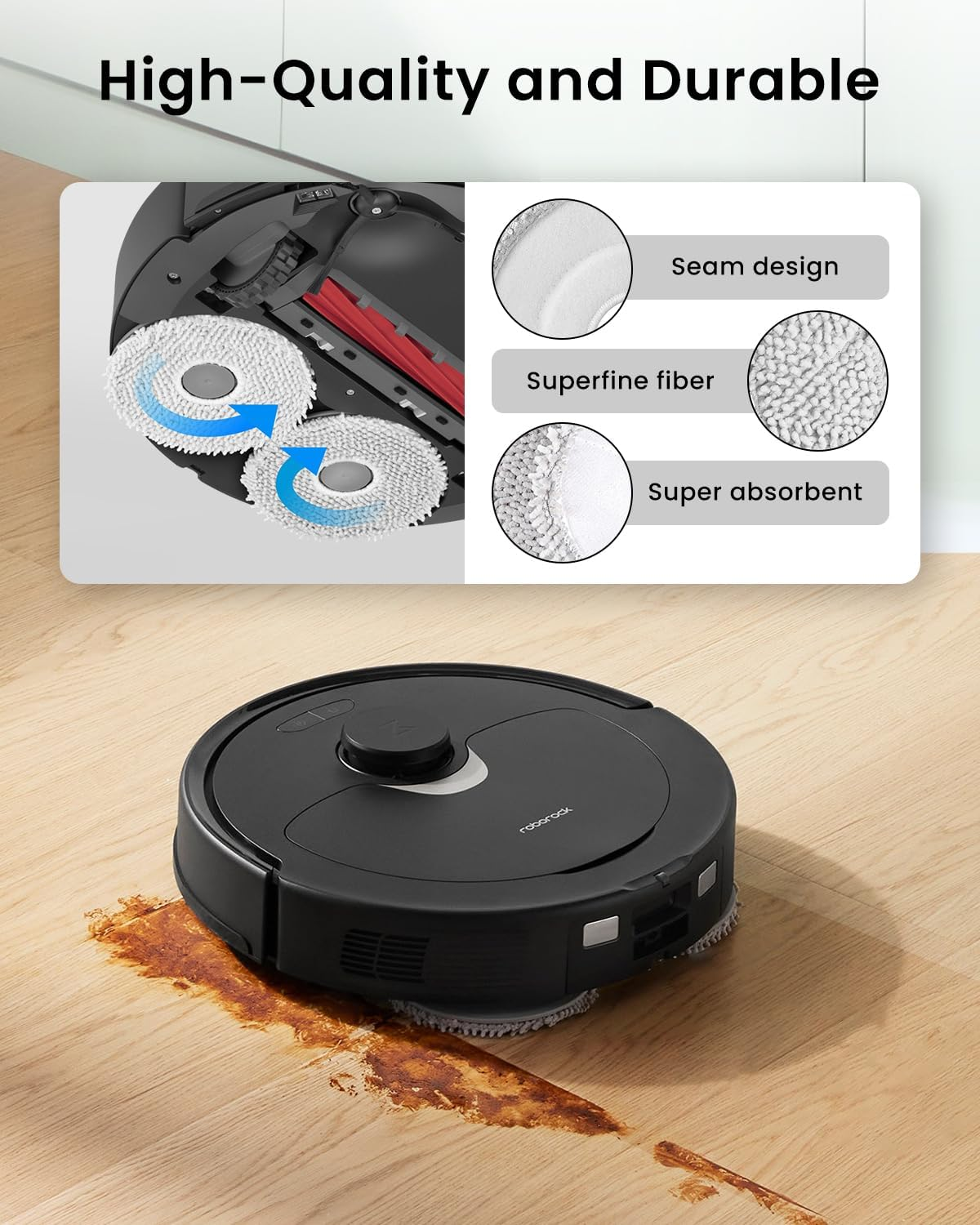 12Pcs Microfiber Mop Cloth Pad for Roborock Q Revo,Qrevo S,Qrevo Pro,Qrevo Plus,Qrevo Master,Qrevo Slim,Qrevo Curv,Qrevo Edge,Qrevo Maxv,Saros 10R,QV35A Robot Vacuum,Washable Mopping Cloth Accessories - S5 Max Mop5 image number 5