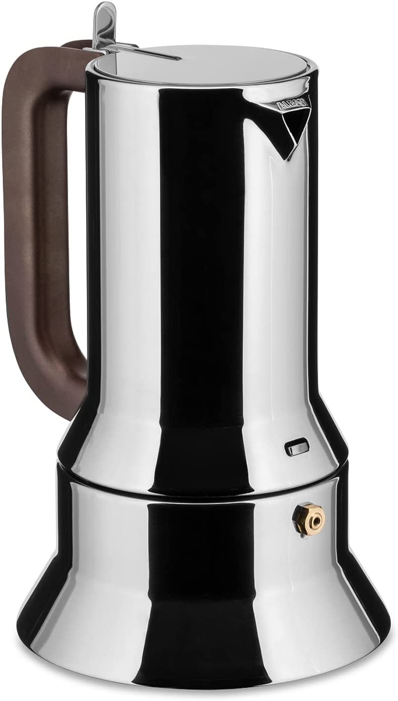 Alessi 6-Cup Espresso Coffee Maker in 18/10 Stainless Steel Mirror Polished with Magnetic Heat Diffusing Bottom,Silver image number 2