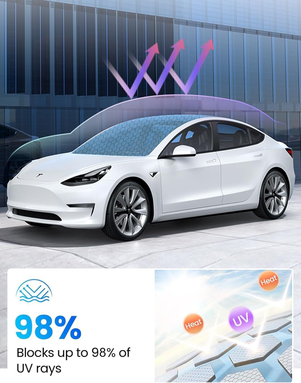 Sunshade Roof for Tesla Model Y Juniper 2026 2025 Heat Insulation Foldable Glass Roof Sun Shade, Precision Fit, Nano Ice-Crystal Coatings Sunroof Cover Accessories (For Model Y Juniper 2025-2026) image number 4