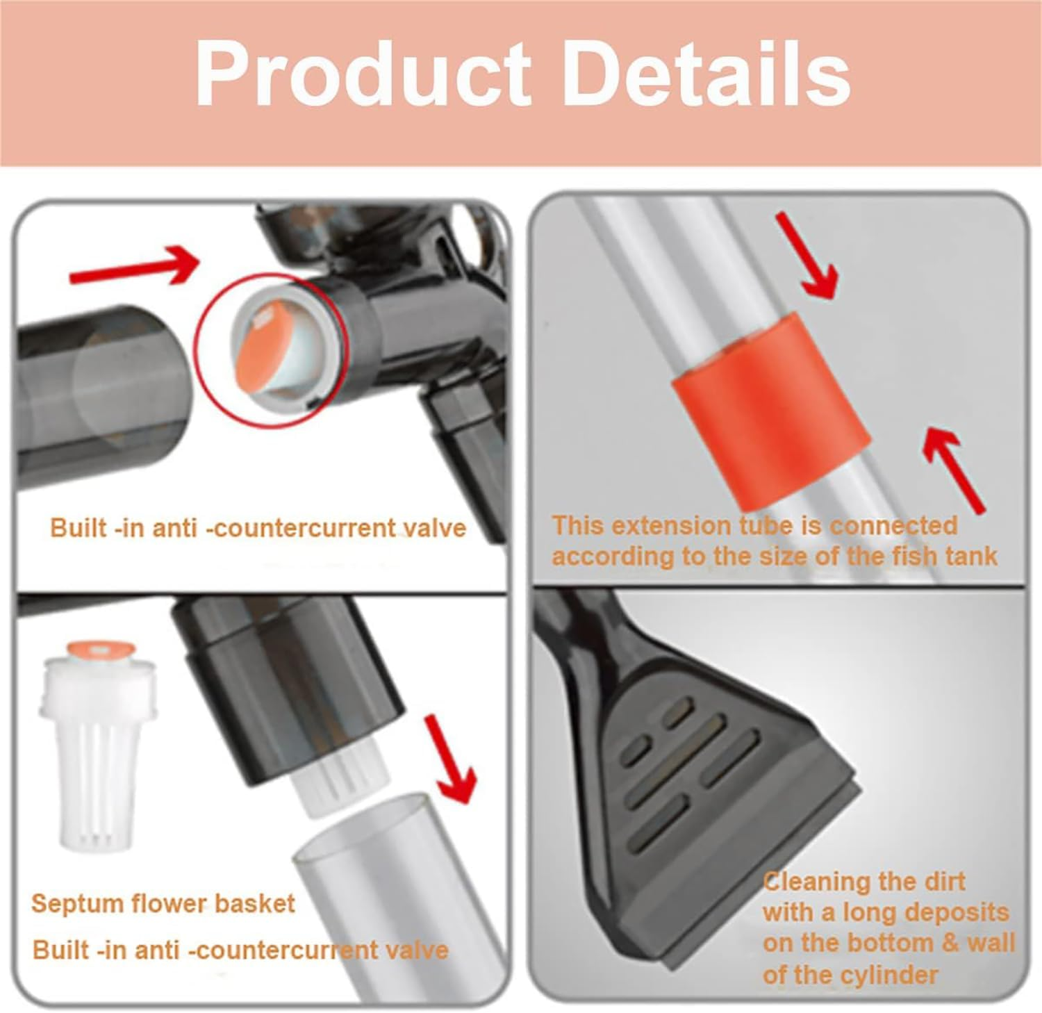 Fish Tank Gravel Cleaner, 2024 Newly Upgraded Aquarium Gravel Cleaner Vacuum Fish Tank Vacuum Cleaner Tools for Aquarium Water Changer for Fish Tank Cleaning Gravel and Sand image number 6