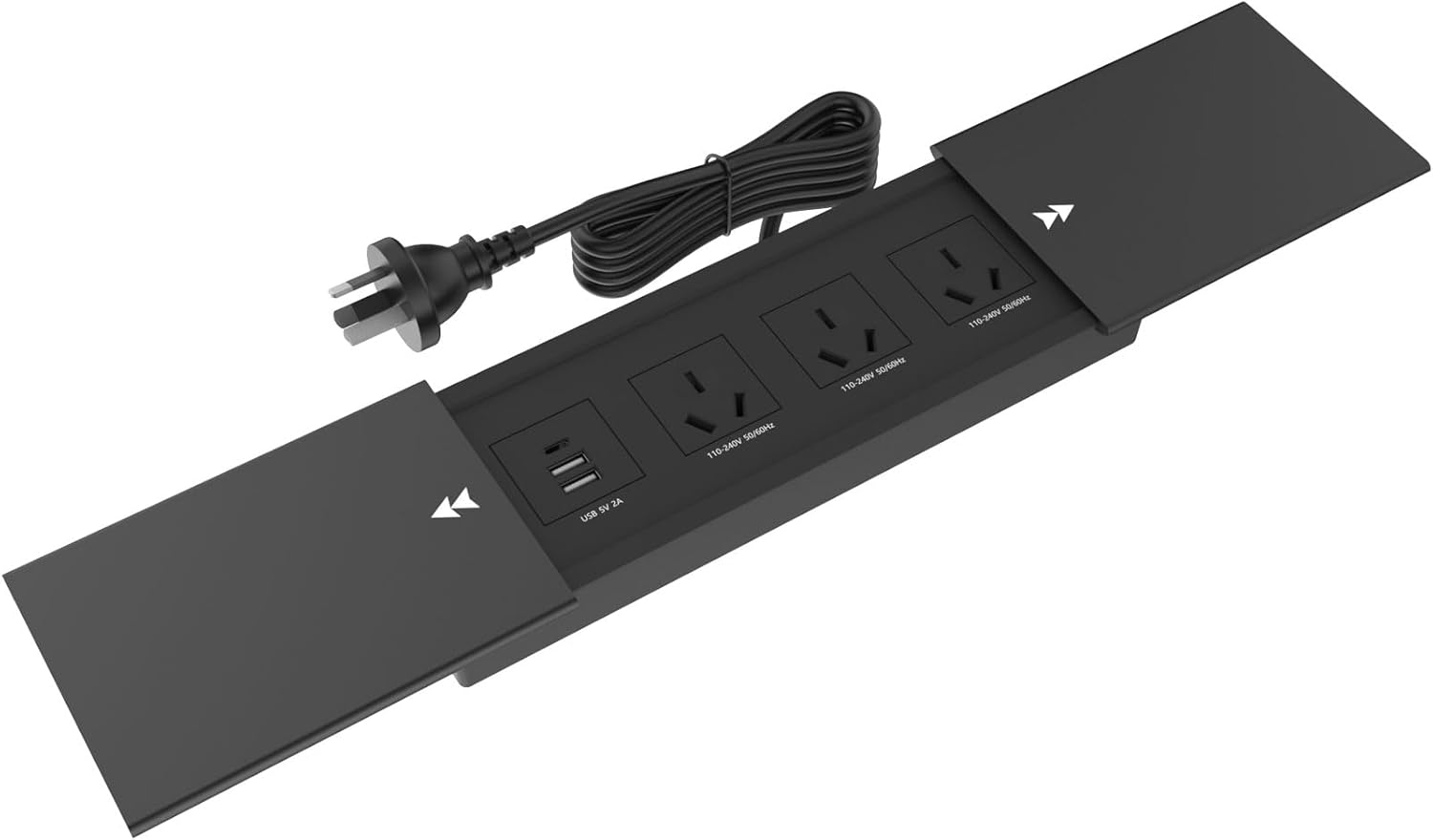 Flush Mount Recessed Power Outlet with 4 Plugs, 2 USB Ports, 1 USB-C, Switch, Standard Desk Charging Station Power Strip Recessed Power Strip USB C Compact Design for Furniture and Desktops, 2500W