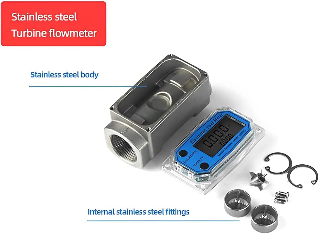 Electronic Turbines Flows Meter High Accuracy Measuring Flowmeter Gauge LCD PCB Flows Indicator Sensor Counter, 1.5Inch image number 4