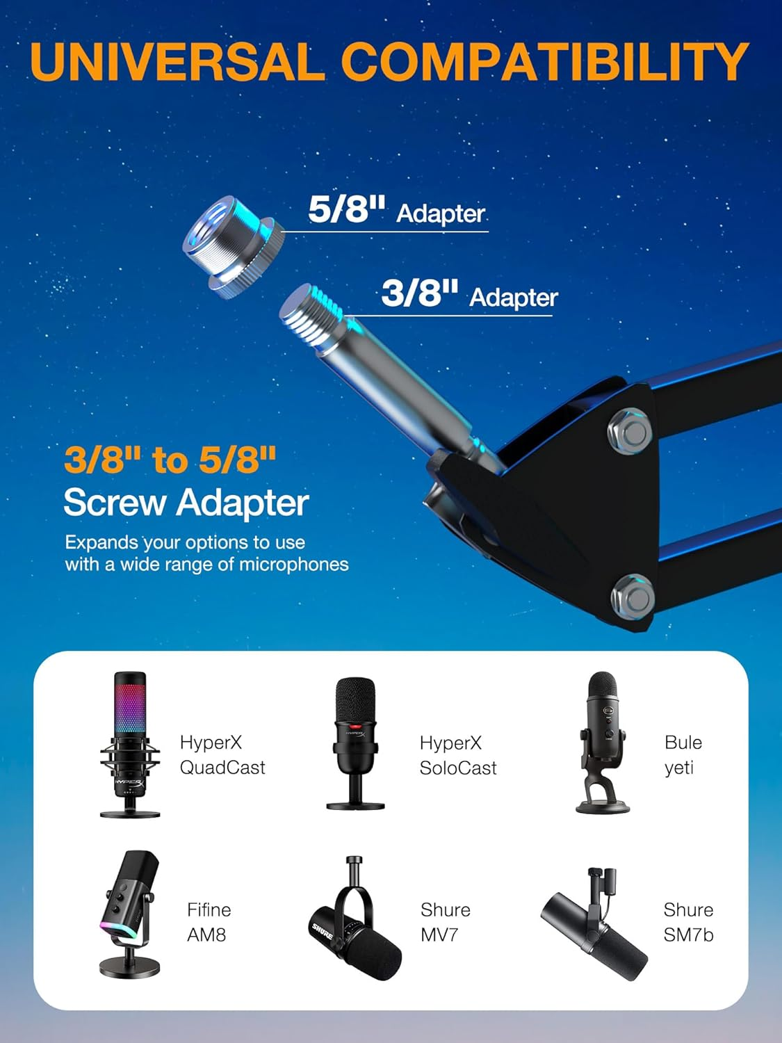 SUNMON Quadcast Boom Arm Mic Stand, Adjustable Suspension Boom Scissor Arm Stand for Hyperx Quadcast, Quadcast S &ndash; RGB USB Condenser Microphone By image number 3