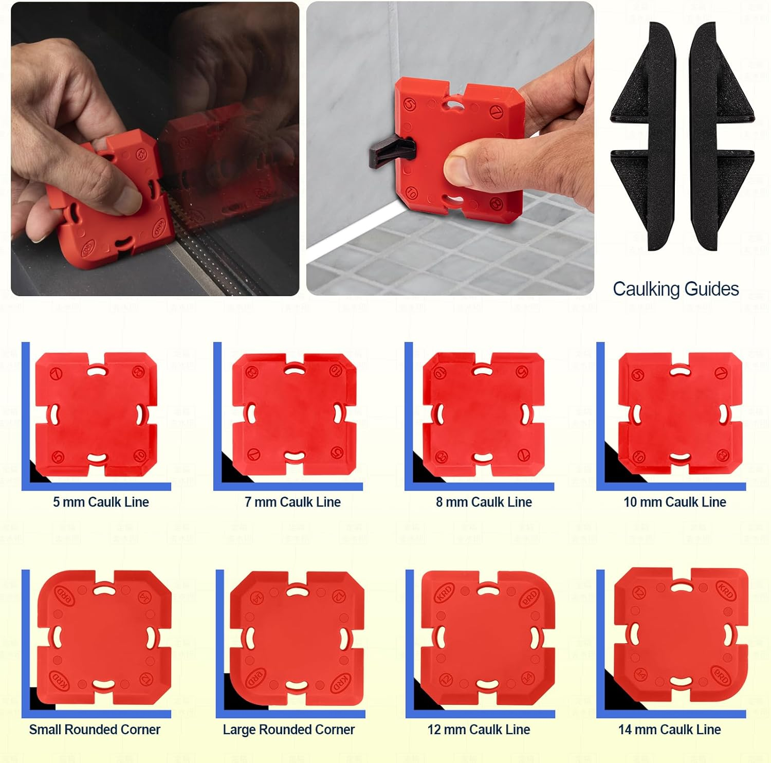 Ubrvhrt Caulk Application Tool Kit Sealant Finishing Tool Set Silicone Profiling Kit 9 Pcs, Caulk Spreader Silicone Smoother Caulking Edger Tool for Tile Siding Window Sink Joint - Caulk Removal Tool image number 3