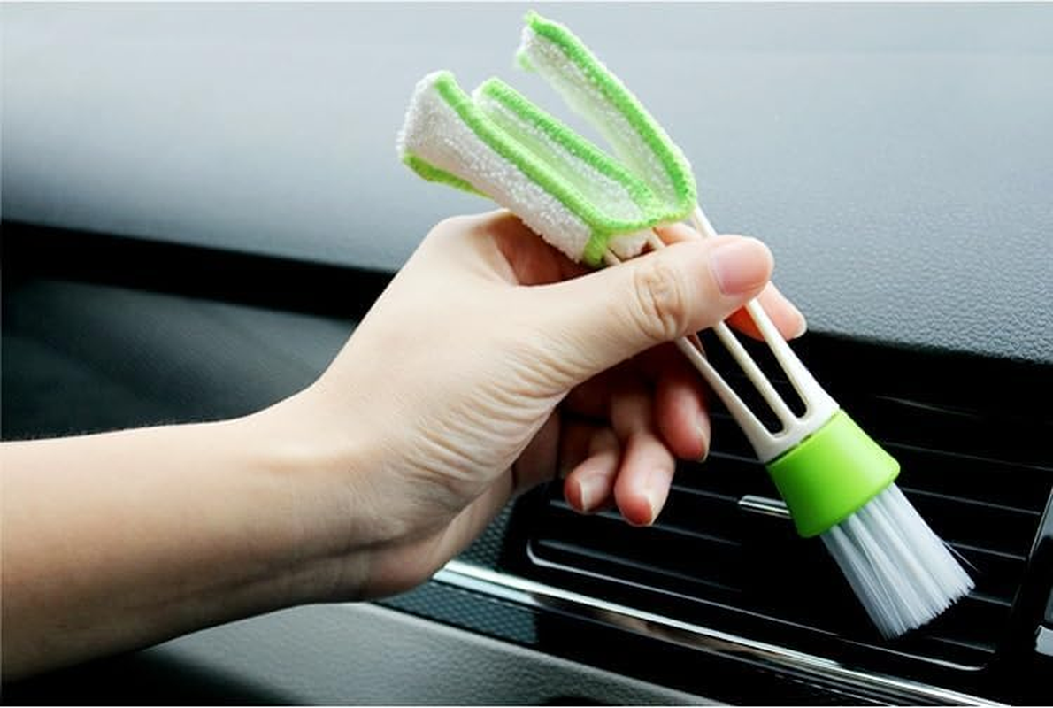 Mini Duster for Car Air Vent, Set of 3 Automotive Air Conditioner Cleaner Brush, Dust Collector Cleaning Cloth Tool for Keyboard Window Leaves Blinds Shutter Glasses Fan (Green, 16.5 * 2CM) image number 4