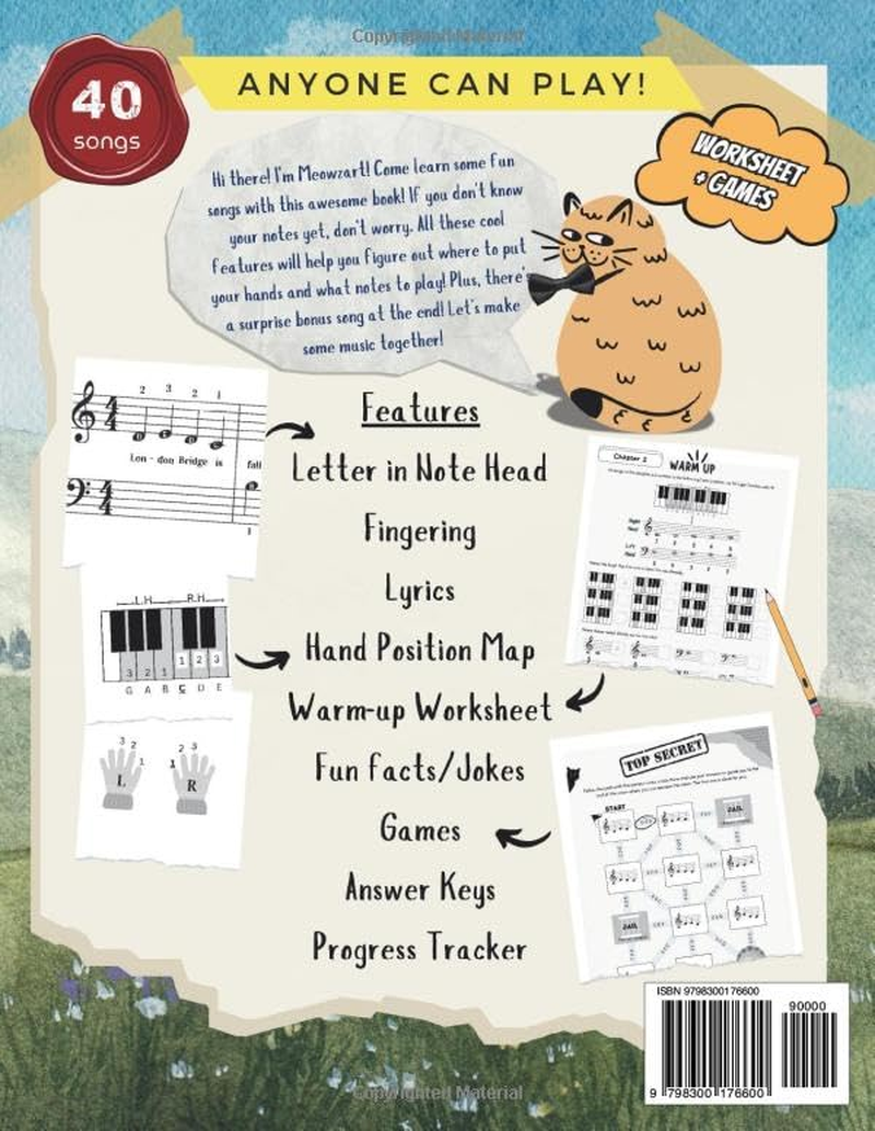 My First Piano Songbook - Easy Sheet Music for Kids and Beginners: Letter Name in Big Notehead, Fingering, Hand Position Chart, Music Theory ... Songs and Nursery Rhymes Anyone Can Play