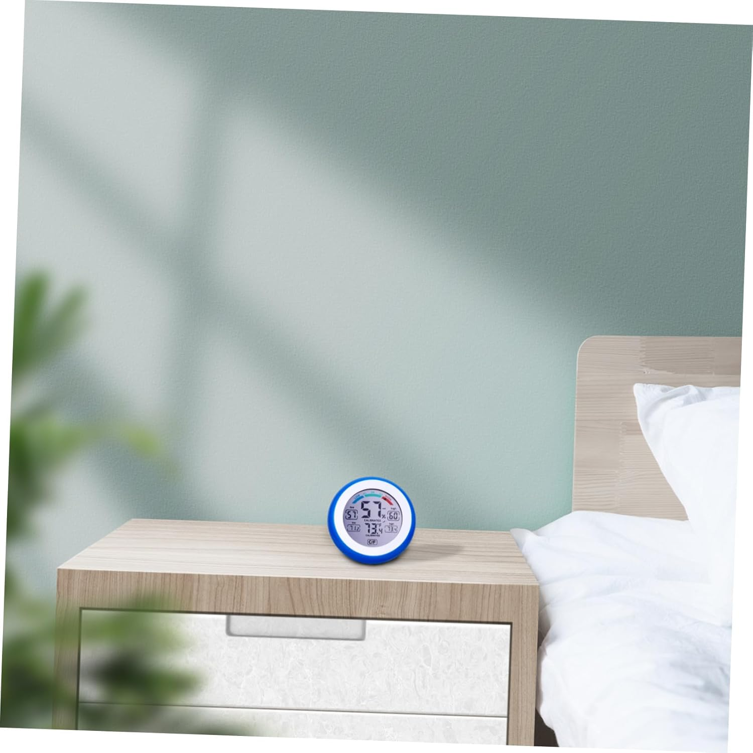 Digital Indoor Thermometer Hygrometer Temperature Gauge with LCD round Display Humidity Level Icons Values Comfort Indicator Switchable for Bedroom Office Greenhouse