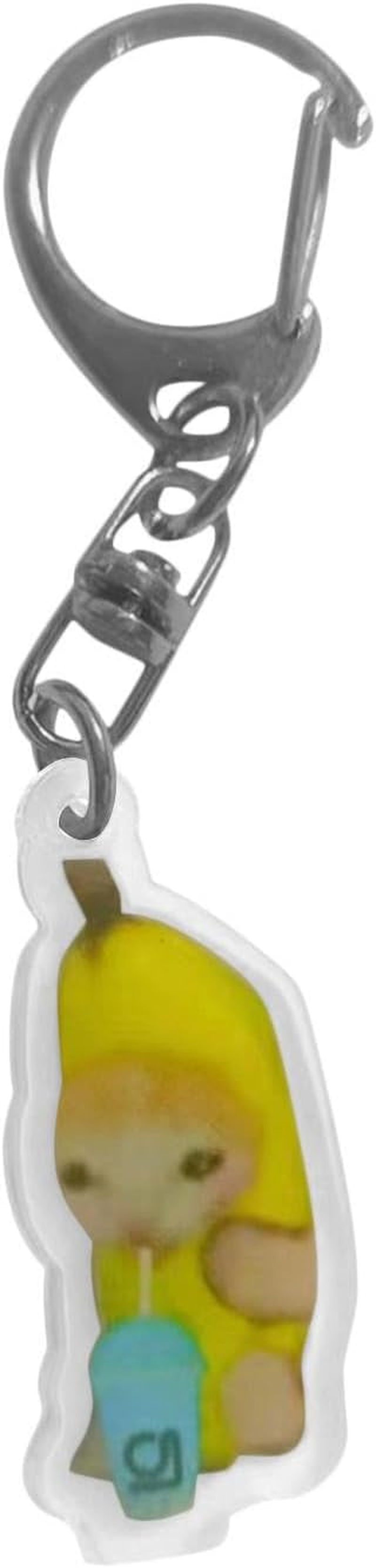 Cat Key Chain - Unique Cute Crying Sounds Making Key Tags | 2D Banana Cat Key Chain with Lanyard for Wallet Purse Backpacks Hand Bags, Acrylic Ornaments Puchen