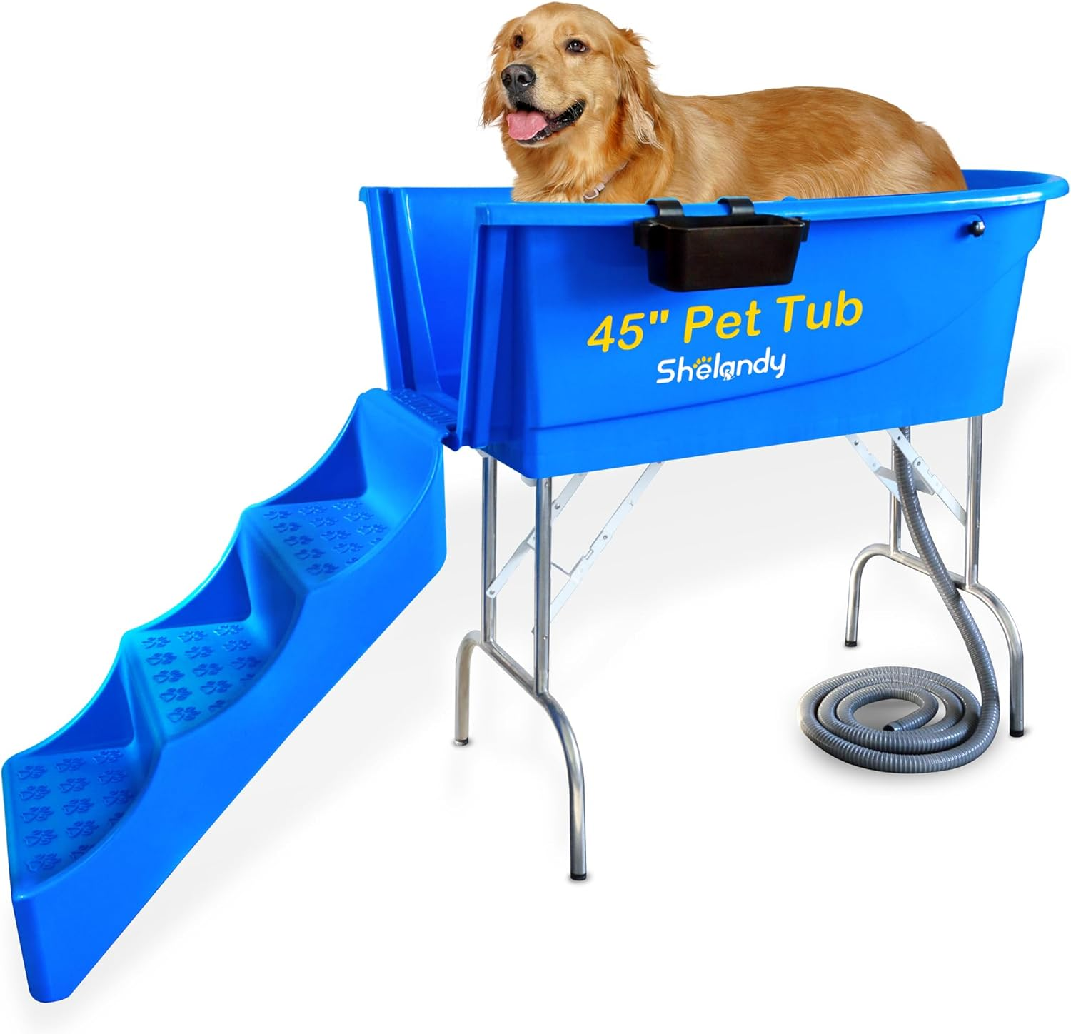 SHELANDY 45" Pet Grooming Bathtub Dog Wash Station | Heavy Duty Bathing Tub (Bathtub & Stairs Combo) image number 5