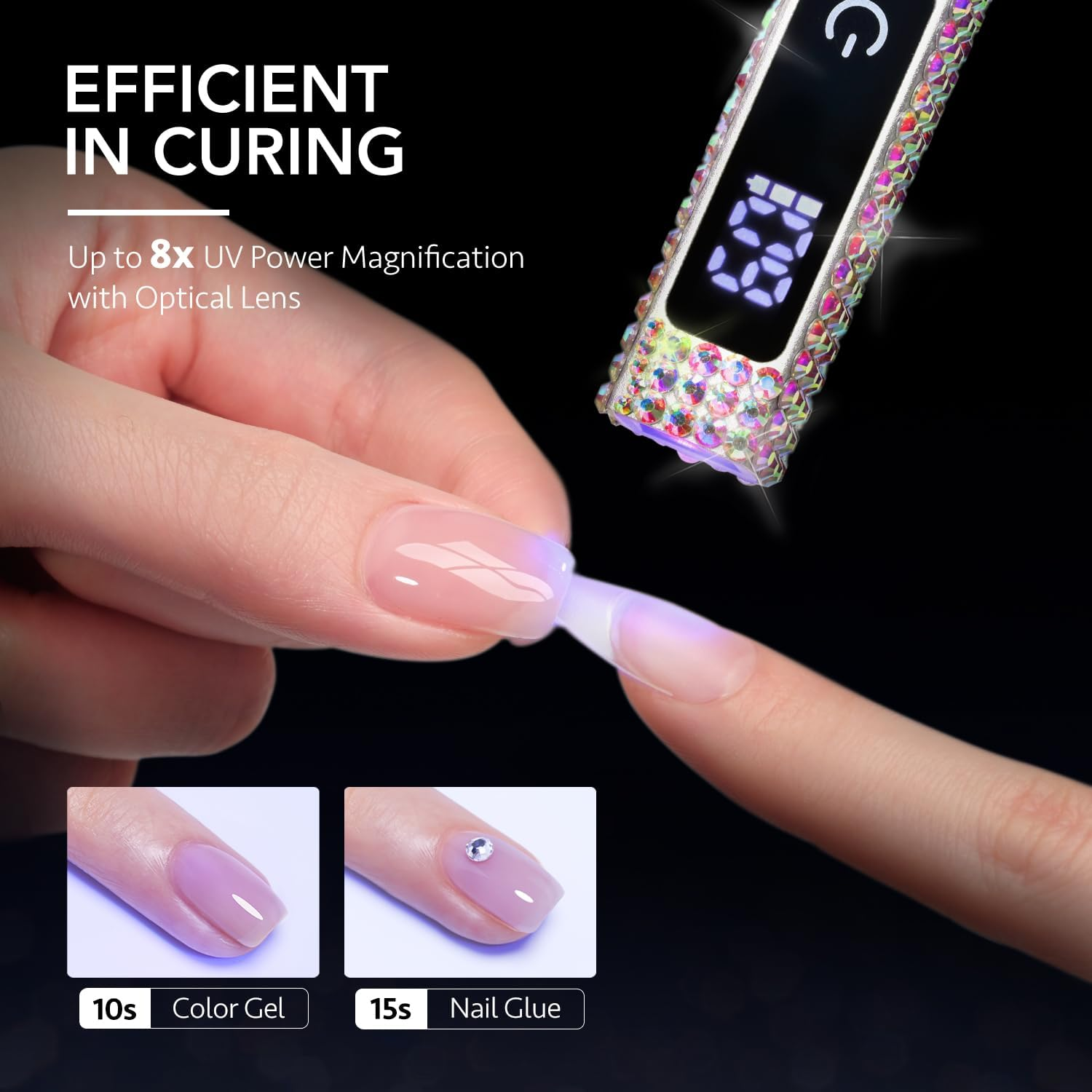 GAOY Handheld UV Light for Gel Nails, Mini Nail Lamp, Portable Cordless Rechargeable, Fast Curing, Diamond image number 5