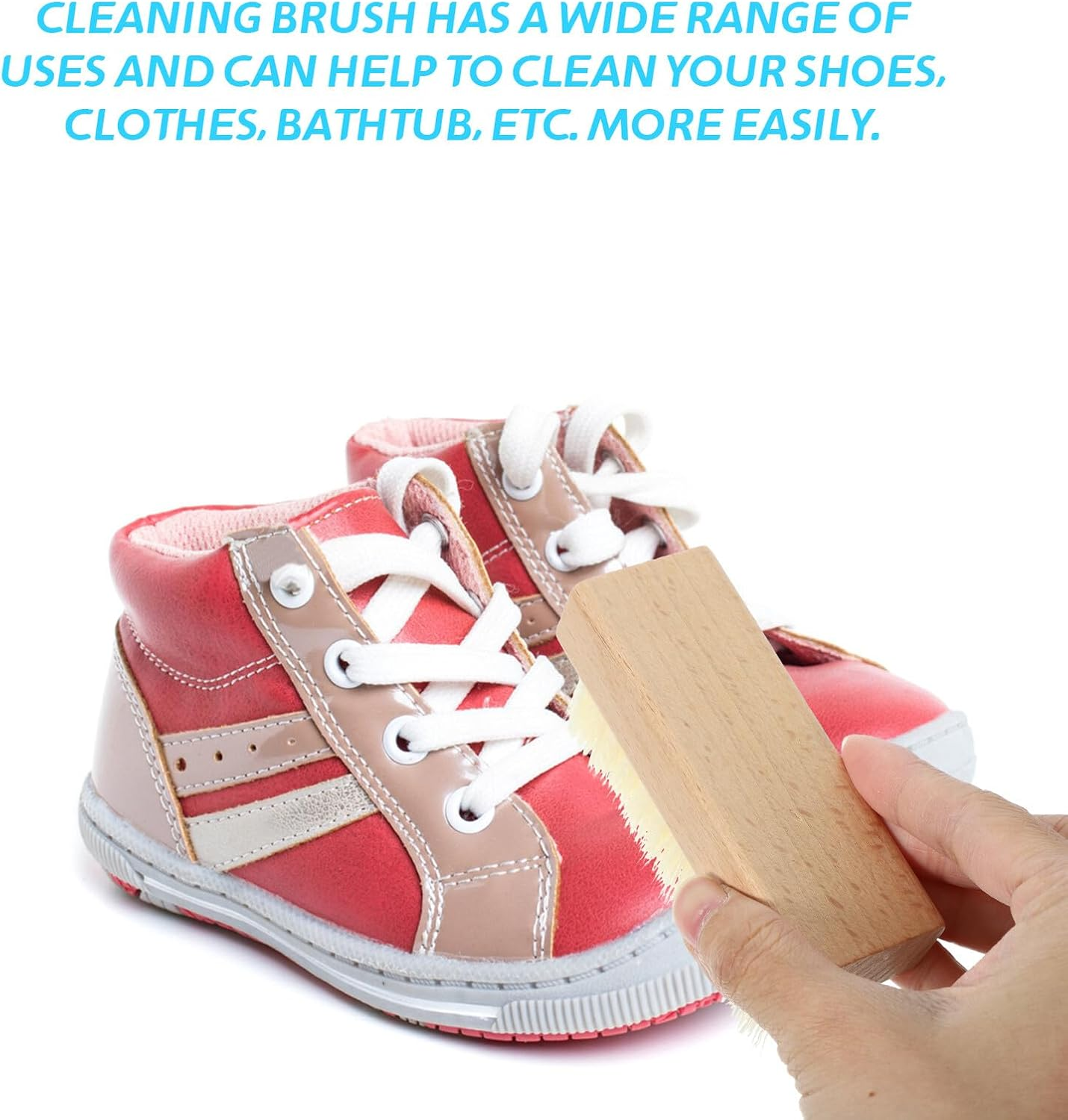 Healvian Cleaning Brush Scrub Brush 2Pcs Wood Handle Soft and Hard Bristles for Clothes Shoes Bathtub Daily Household Use