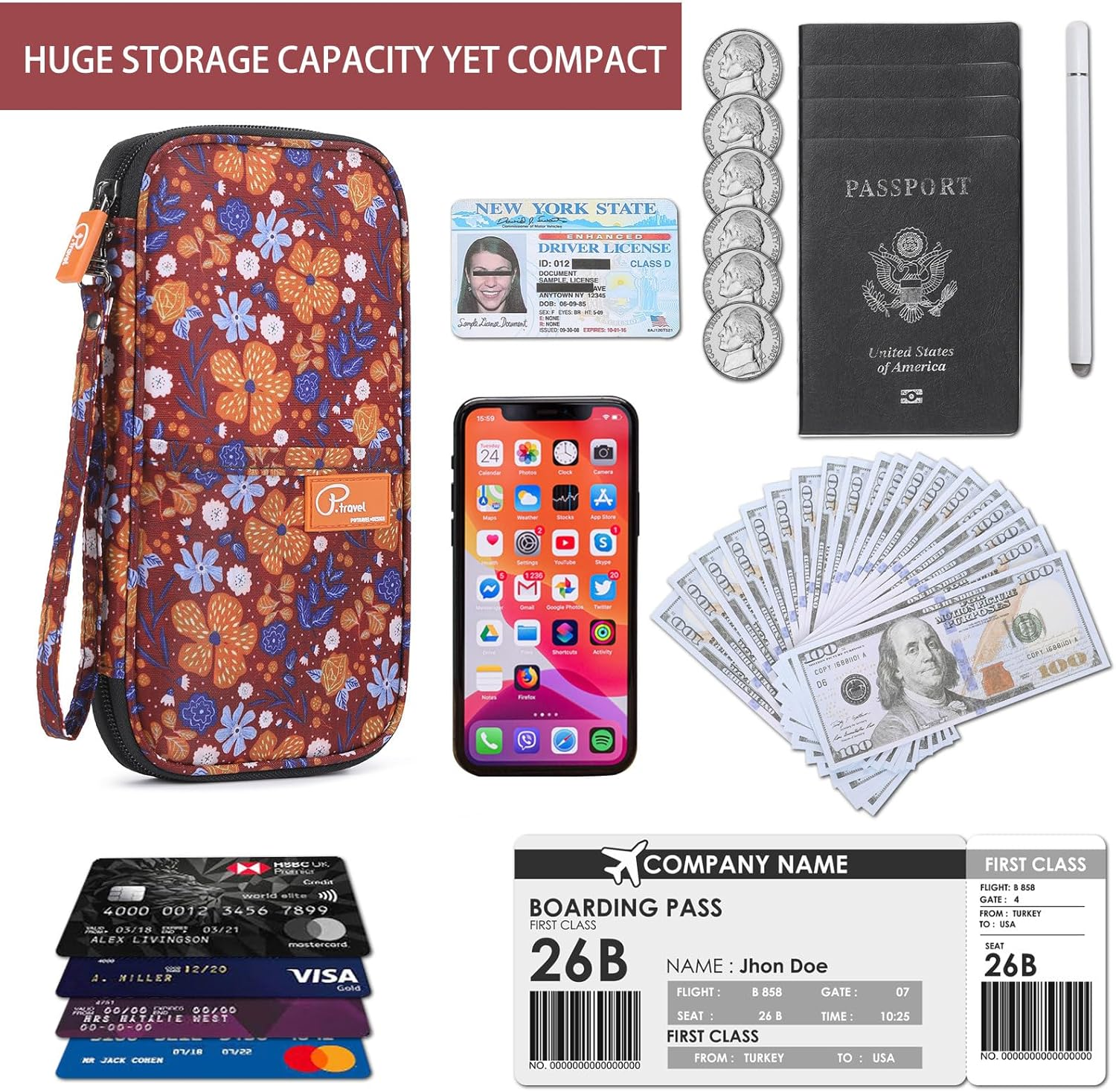 Vanfn RFID Travel Passport Wallet, Family Passport Holder, Trip Document Organizer P.Travel Series image number 2