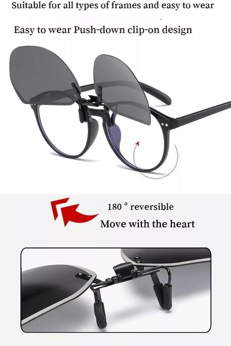 Clip-On Polarised Sunglasses, UV400 Protection, 9 Colour Options, Photochromic Lenses - Blue Pink image number 2