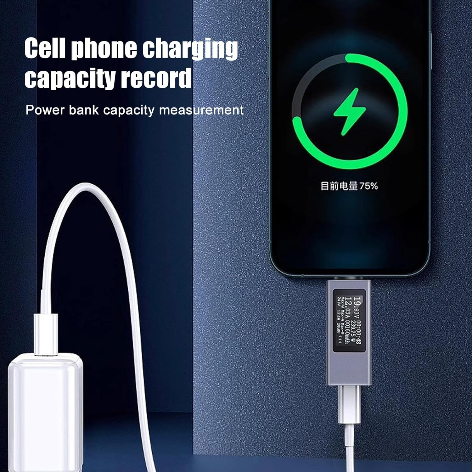 USB Tester Type C Multimeter Voltage Current Meter Power Volt Ammeter DC430V 012A, 0.77In HD Display, Drop Resistant Case, Fast Charge Test Compatibility, Real Time Monitoring image number 4