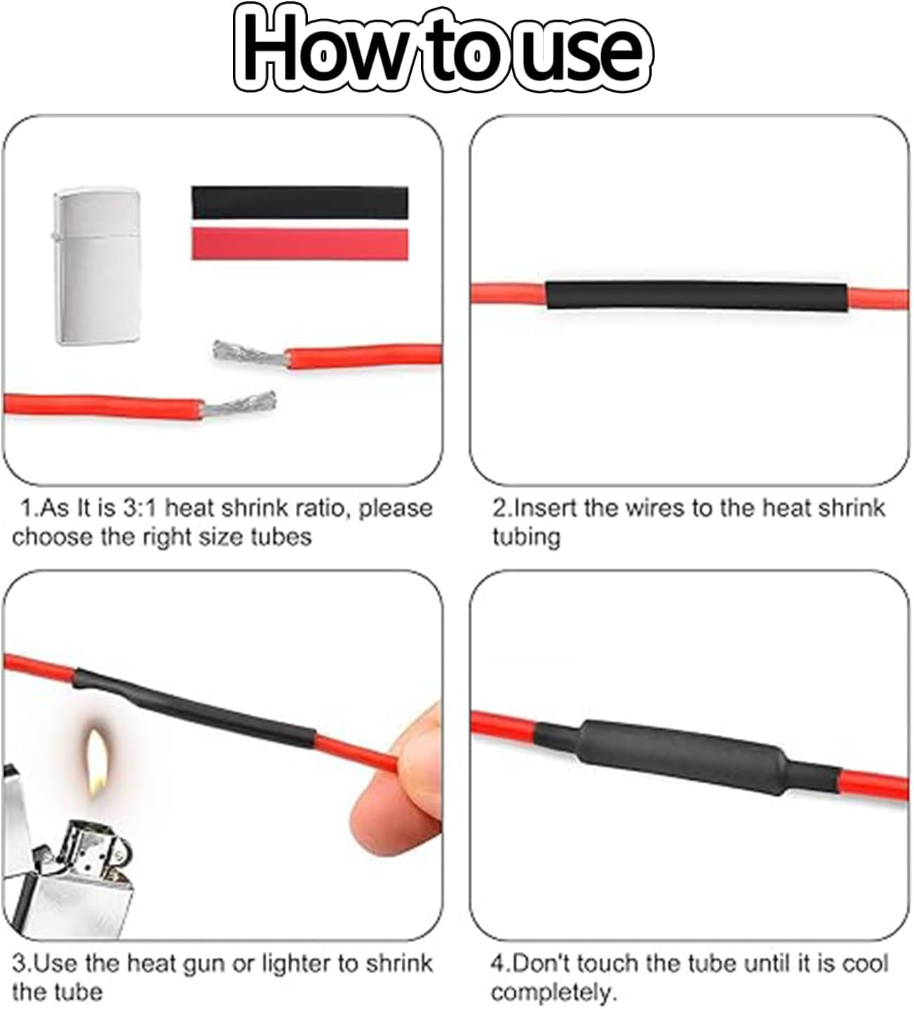 WADY 270Pcs Heat Shrink Tubing Kit, Black+Red,6 Sizes, Waterproof Wire Shrink Wrap Tubing, with Plastic Storage Case, for Wire Cable Shrinks Wraping Repair Insulation DIY image number 4