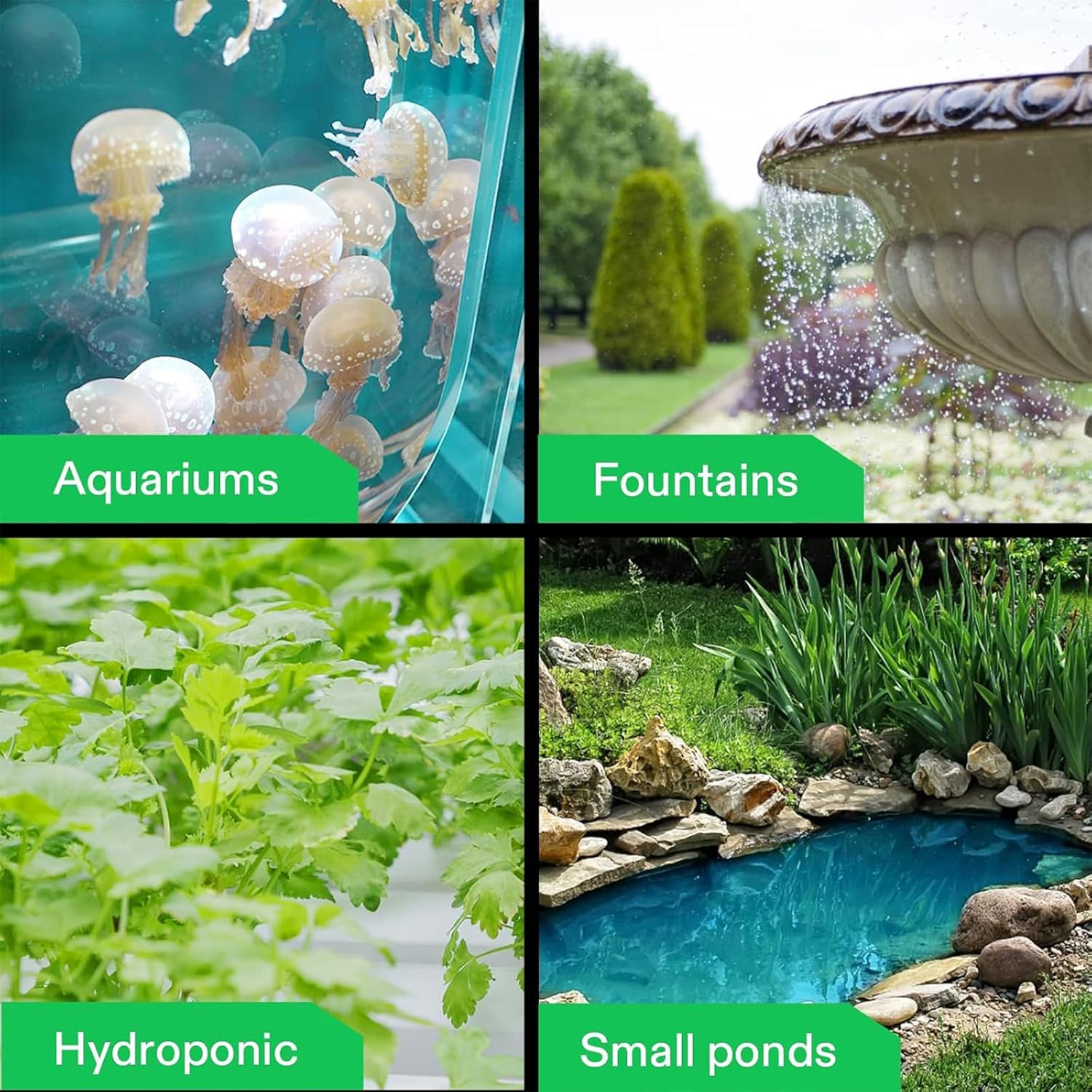 Submersible Pump, 800L/H 8W Ultra Quiet Aquarium Water Pump with 1M High Lift, with 1.4M Power Cord, 1 Nozzle for Fish Tank, Pond, Aquarium, Statuary, Hydroponics Black