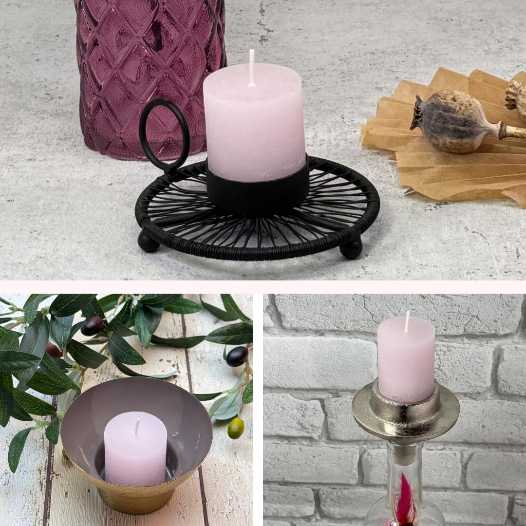 Rustic Mini Candles Approx. 4 X 5 Cm Pillar Candle in Antique Look for the Perfect Atmosphere at Home (24 X Pink)