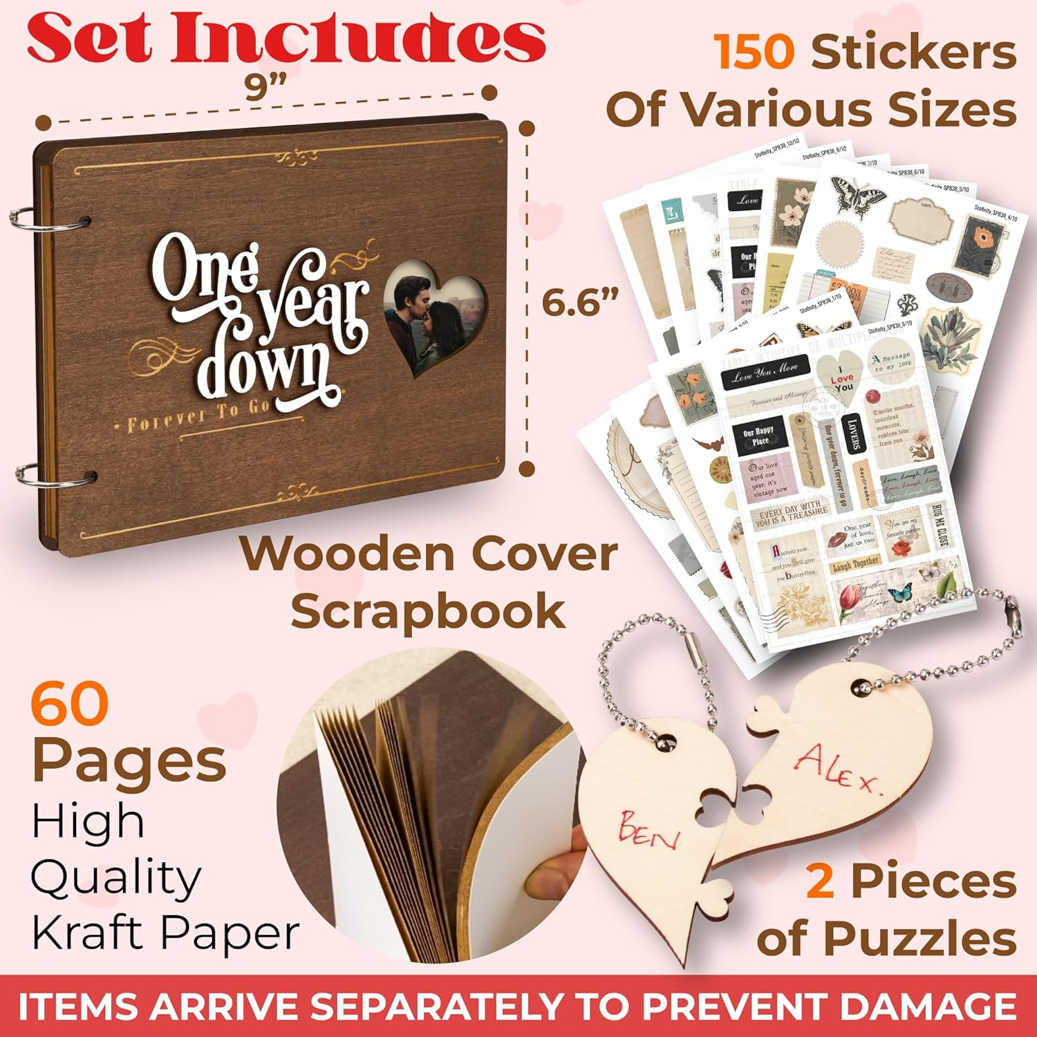 Stofinity 1 Year Anniversary Boyfriend Gifts - One Year Dating Gifts for Her Girlfriend, 1 Year Anniversary Scrapbook, 1St Wedding Gift