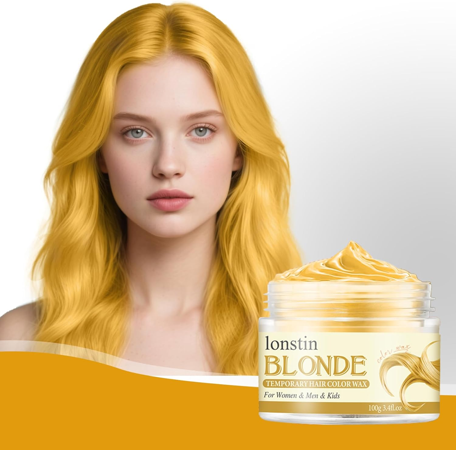 Gold Hair Wax 100G &ndash; Temporary Hair Colour for Men, Women & Teens &ndash; Washable Styling Clay Mud, Instant Hair Dye for Parties, Cosplay, Halloween, Festivals & Daily Looks Lonstin Hair Color Wax image number 4