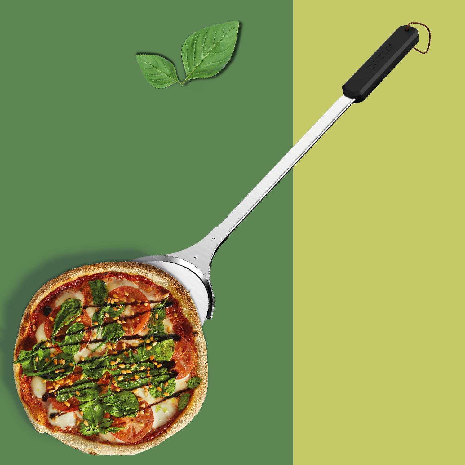 COZZE Pizza Peel &ndash; Rotating Pizza Paddle with Long Handle, Stainless Steel Pizza Spatula Paddle, Pizza Turning Peel for Ovens and Bbqs image number 3